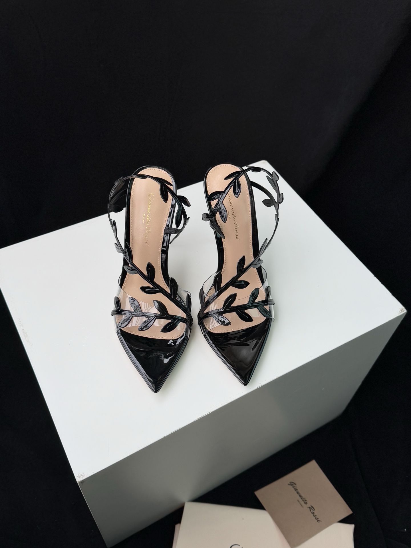 Gianvito Rossi Eiko Stiletto talons hauts mules sandales cuir nubuck + mesh + strass tchèques 10.5cm/8cm