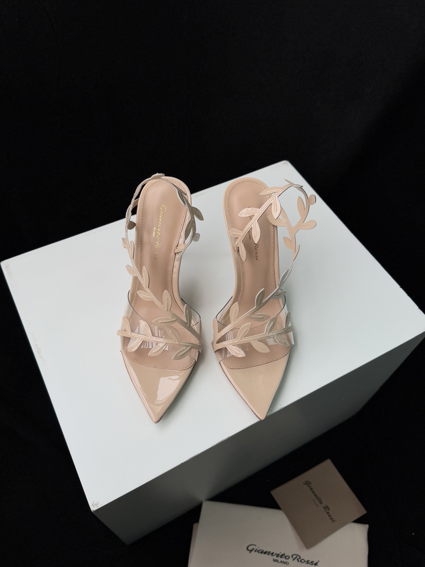 Gianvito Rossi Eiko Stiletto ミドルヒール サンダル ミュール スエード+メッシュ+チェコストーン 10.5cm/8cm