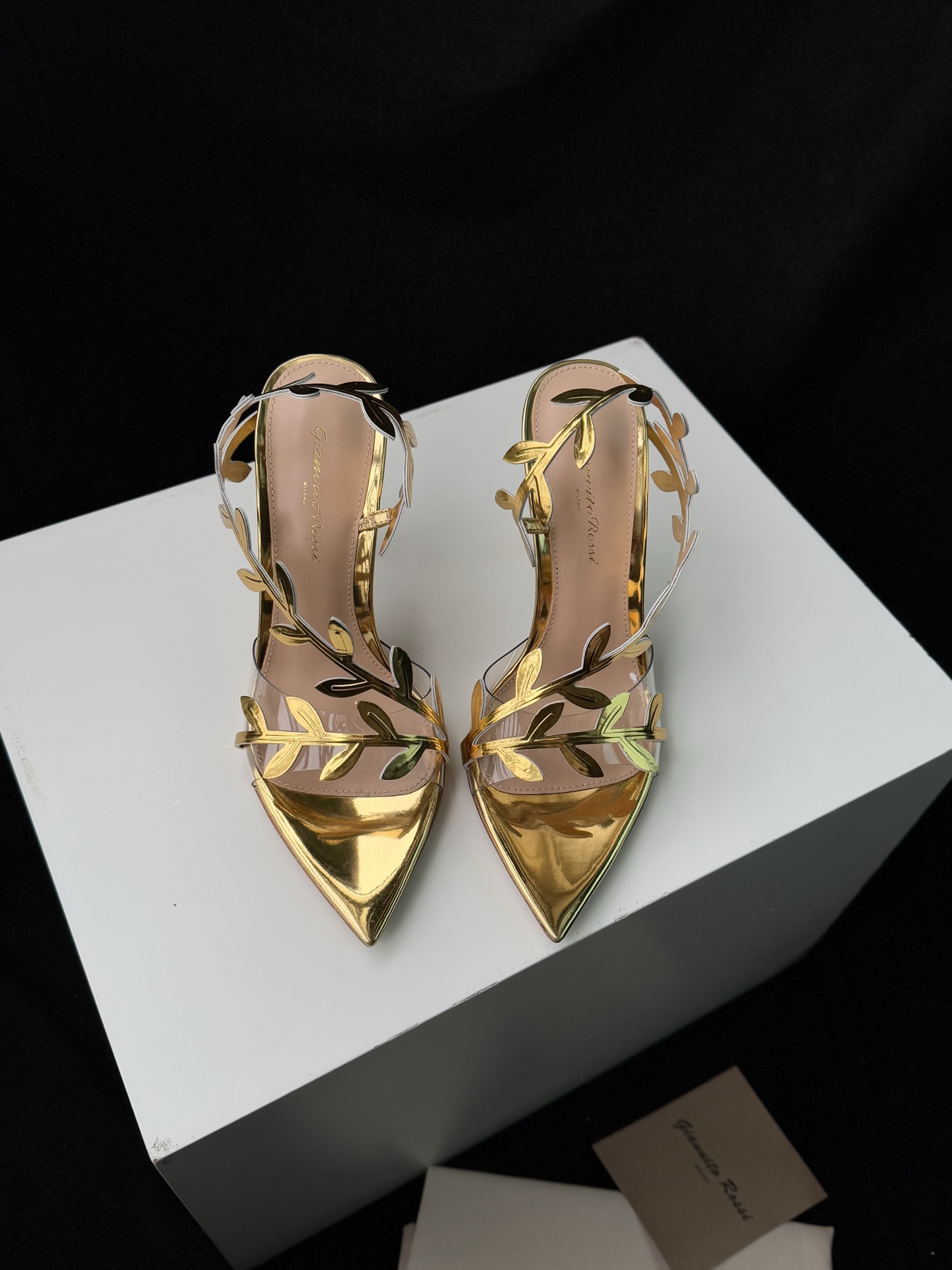 Gianvito Rossi Eiko Stiletto ミドルヒール サンダル ミュール スエード+メッシュ+チェコストーン 10.5cm/8cm