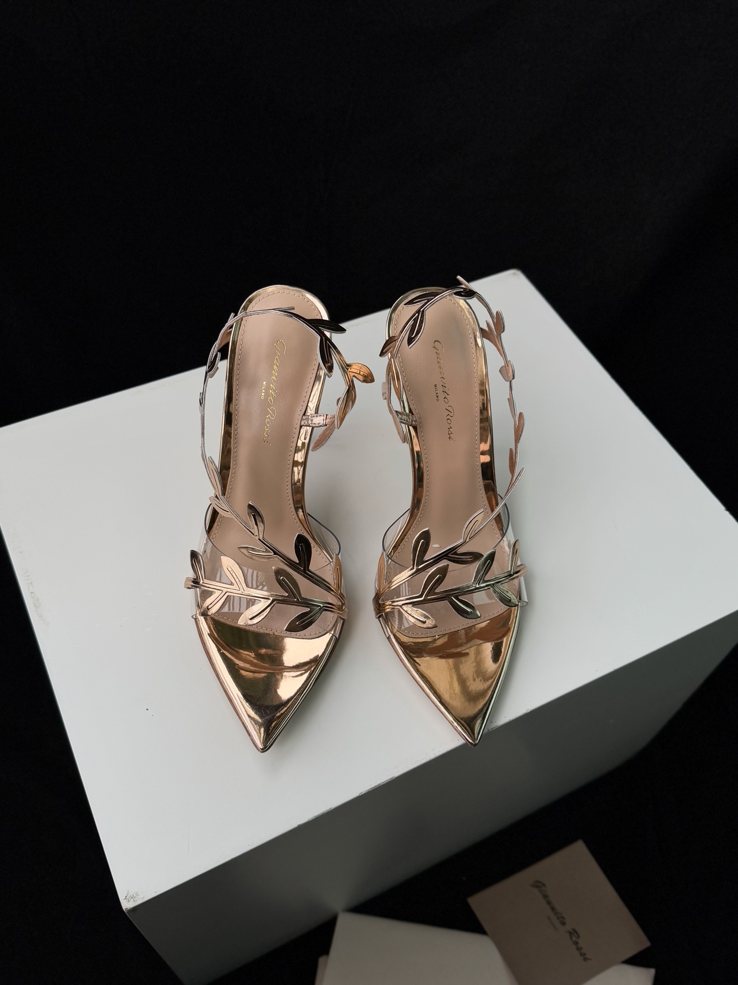 Gianvito Rossi Eiko Stiletto ミドルヒール サンダル ミュール スエード+メッシュ+チェコストーン 10.5cm/8cm