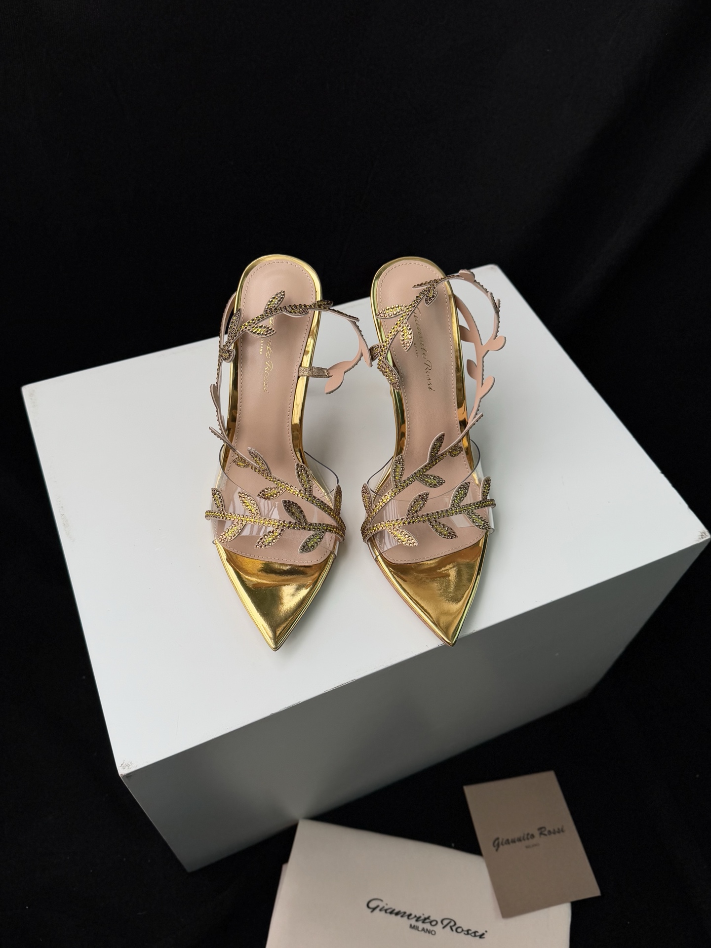 Gianvito Rossi Eiko Stiletto ミドルヒール サンダル ミュール スエード+メッシュ+チェコストーン 10.5cm/8cm