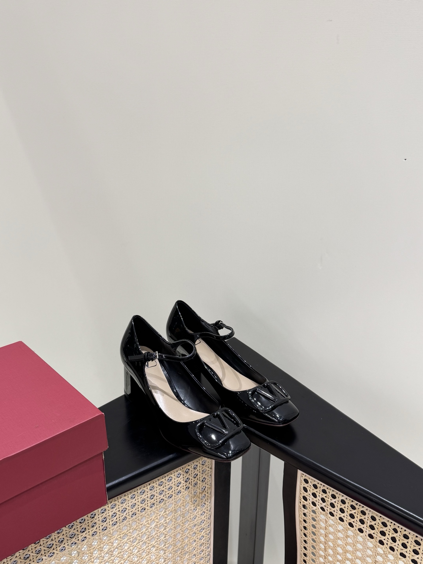 Valentino Mary Jane patent leather chunky heel pumps