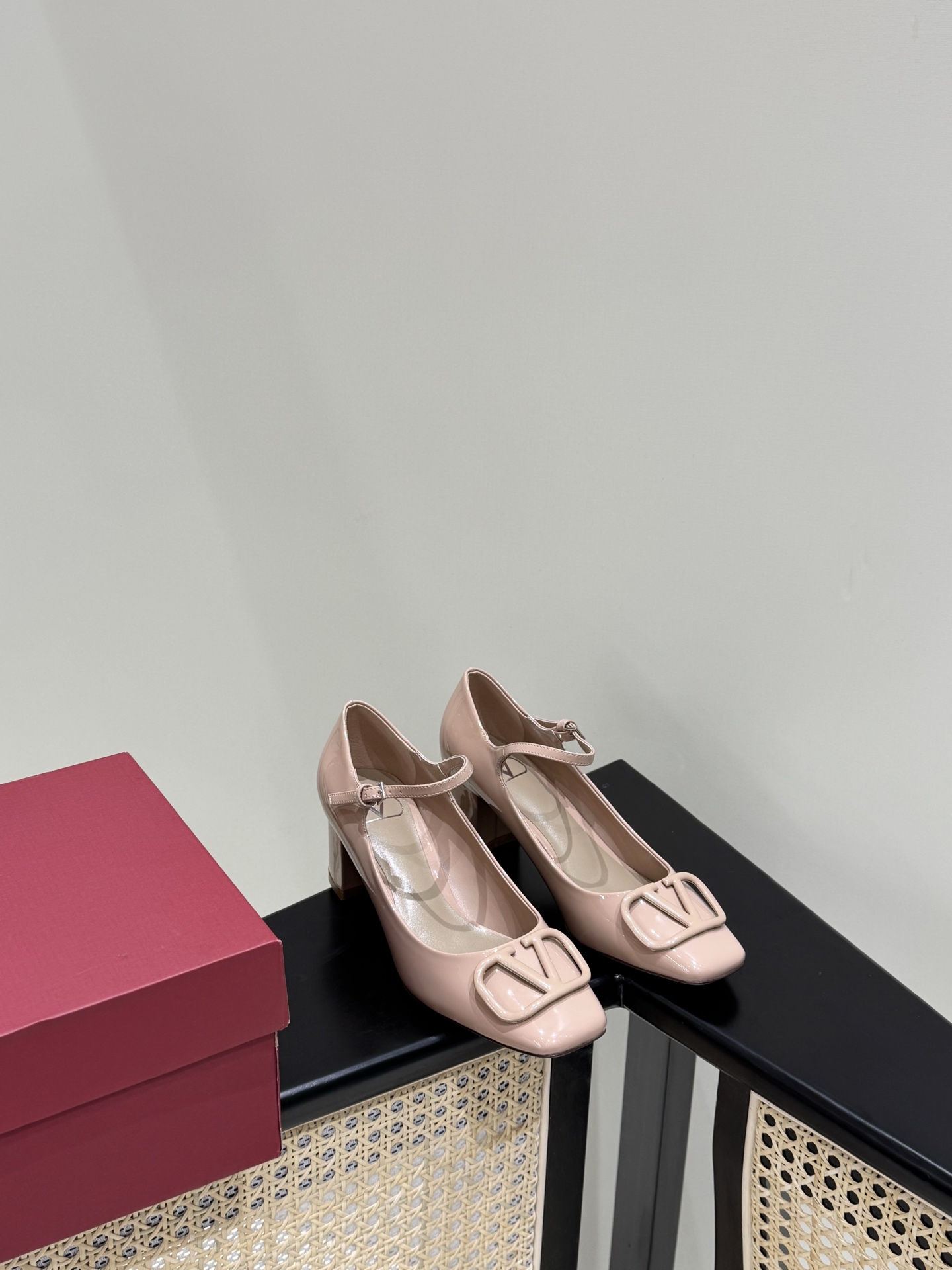 Valentino Mary Jane patent leather chunky heel pumps