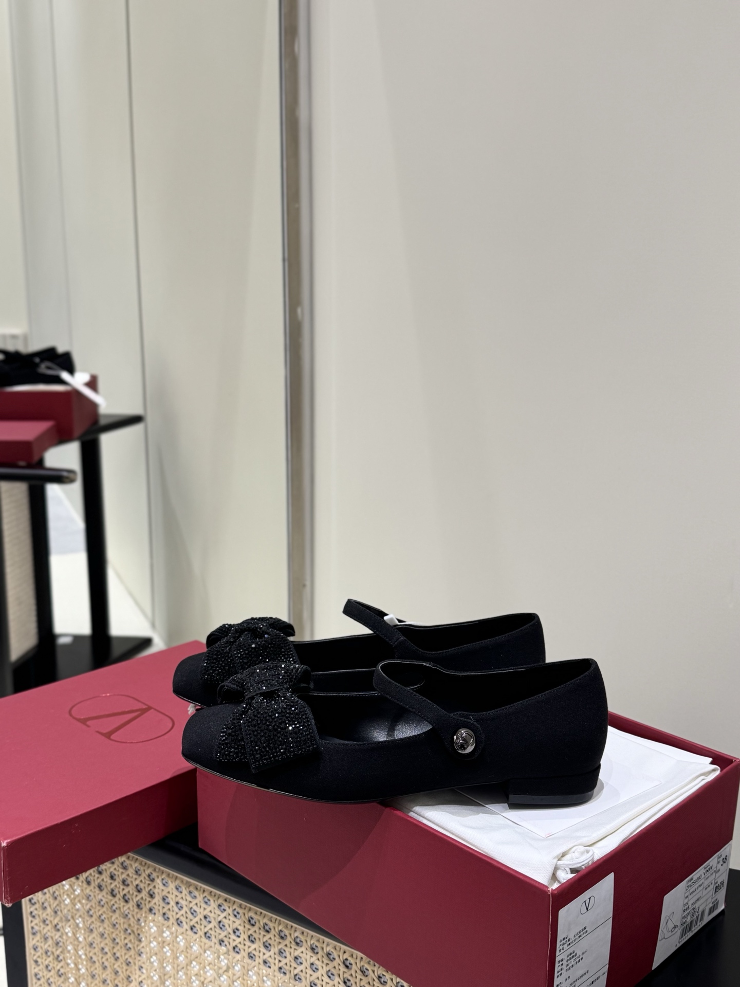 Valentino Mary Jane Fabric Bow Flats