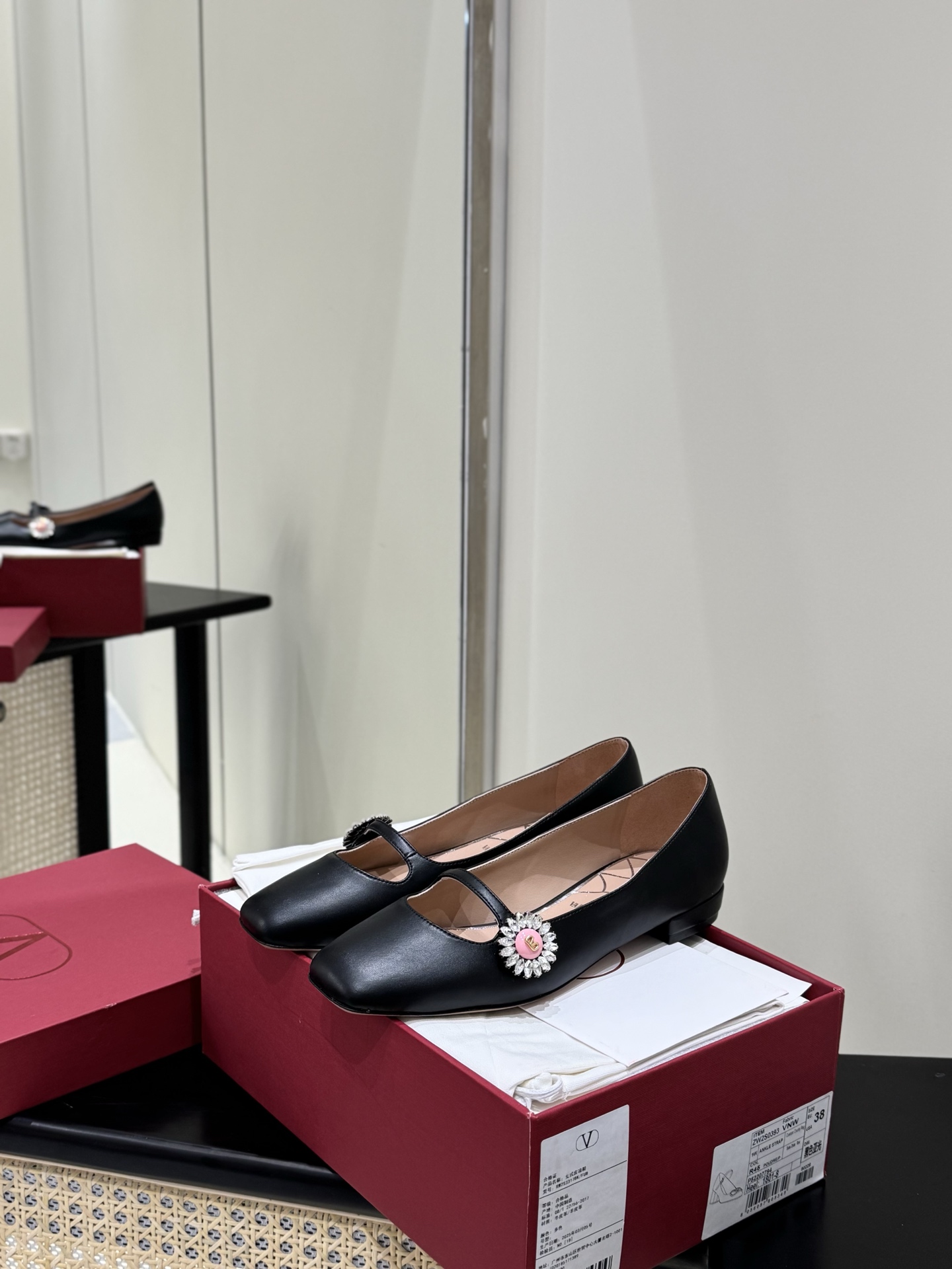 Valentino Mary Jane Leather Black Flats