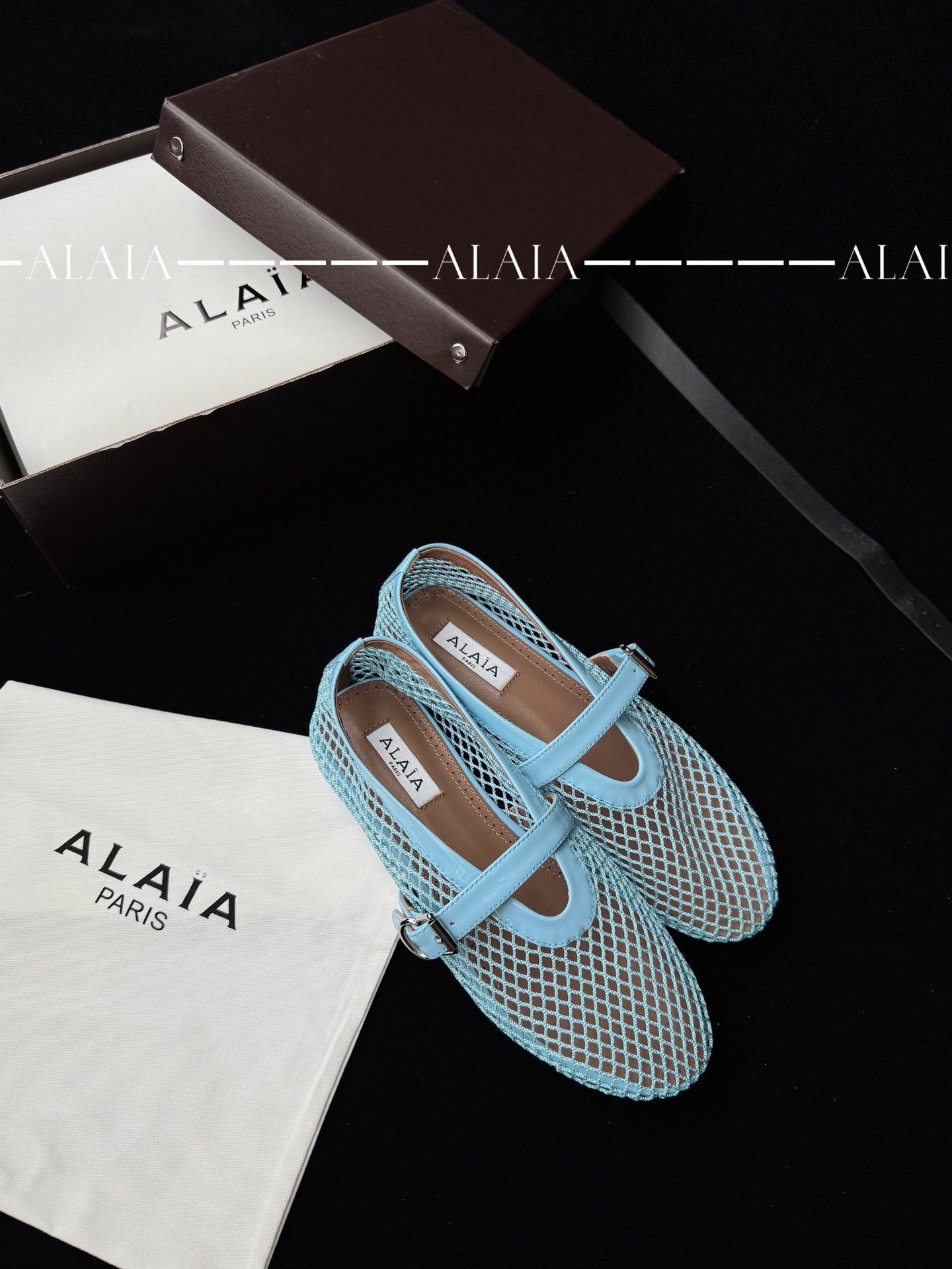 ALAIA 메쉬 특허 가죽 발레리나 슈즈 여성용 스위트 쿨 발레리나 스타일 - 최상급 버전