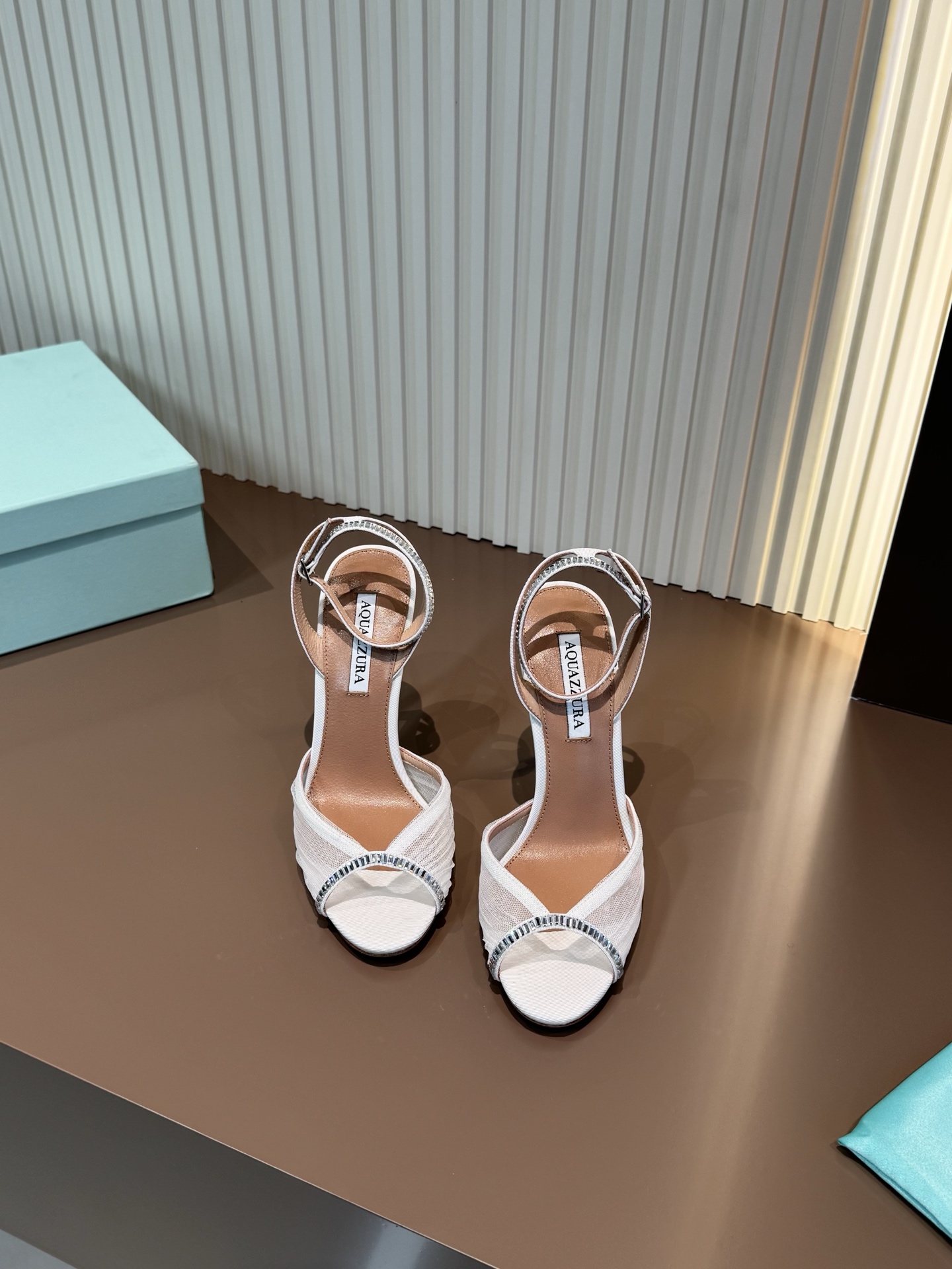Aquazzura Sandals Sheepskin Rhinestone High Heel