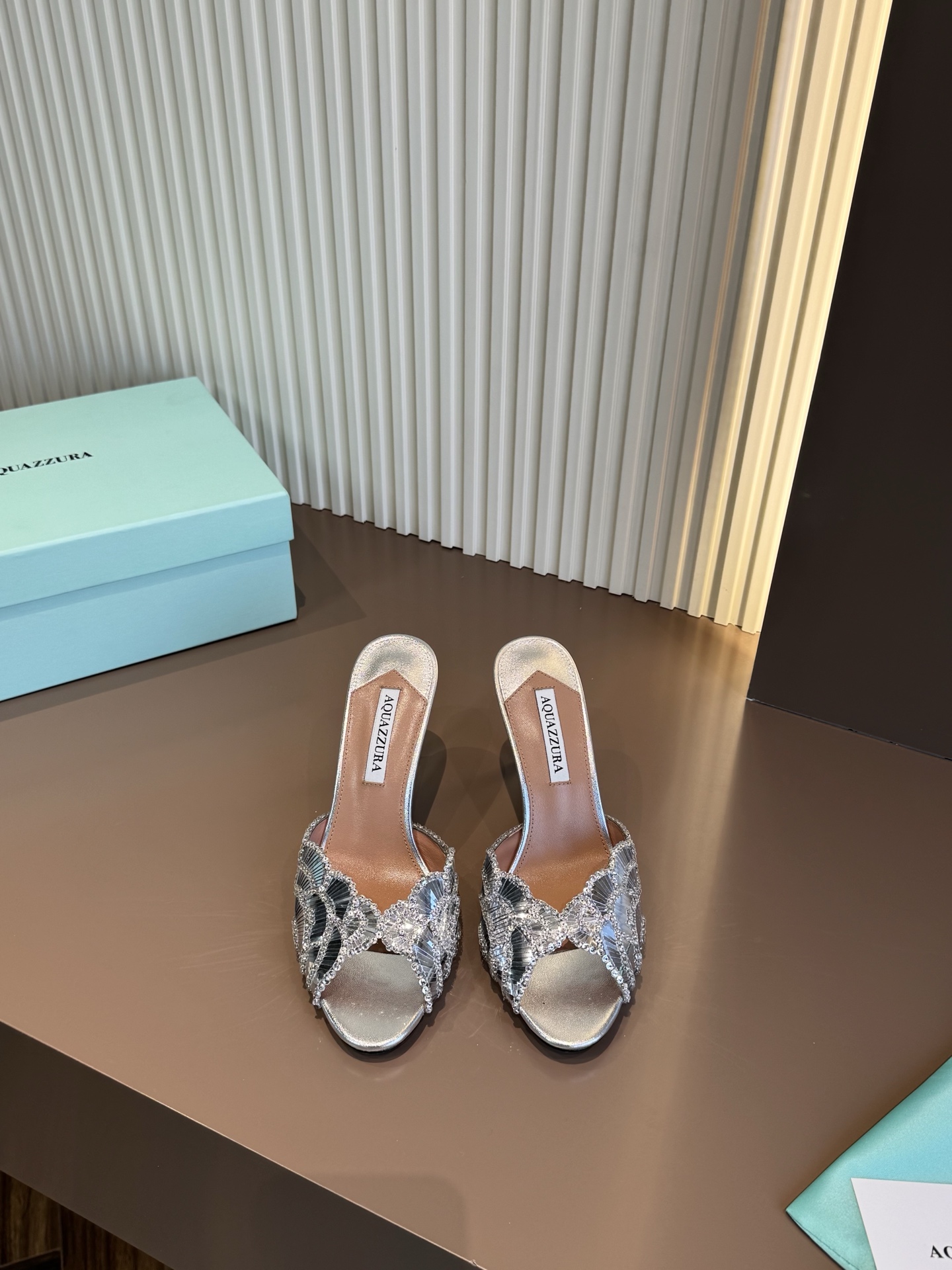 Aquazzura 高跟涼鞋 亮片 羊皮 銀色