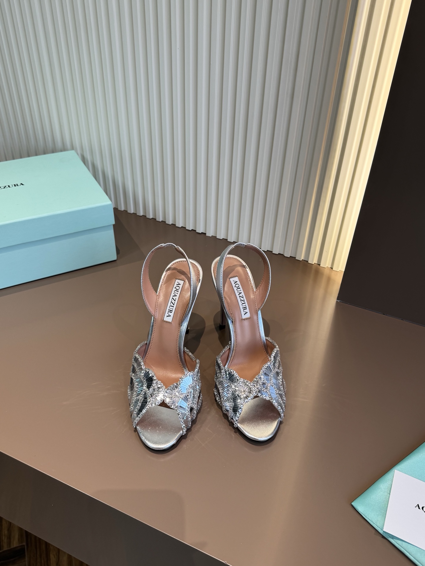 Aquazzura sequin high heel sandals silver paillette lambskin