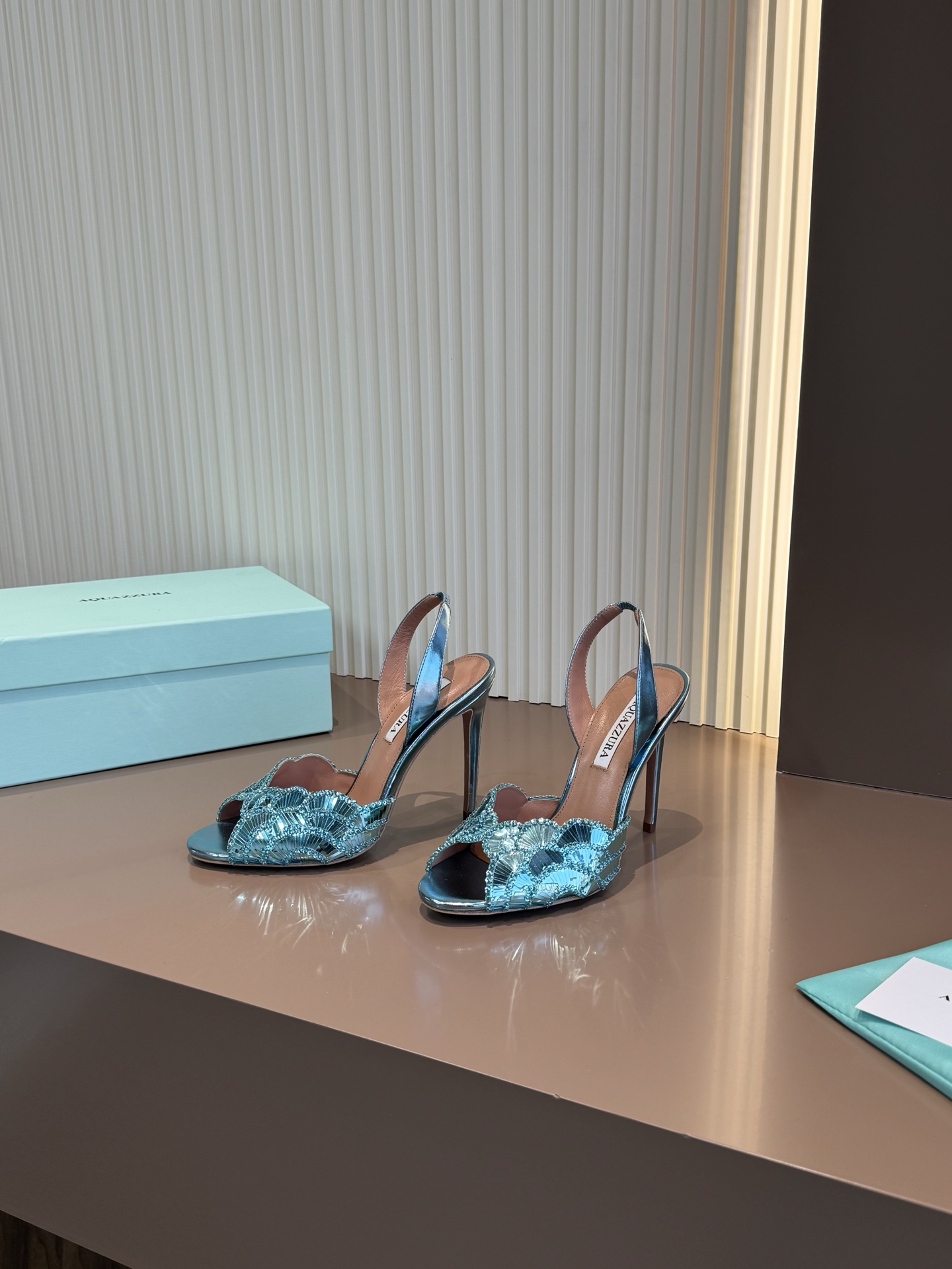 Aquazzura Pineapple Sequins High Heel Sandals Paillettes Sheepskin