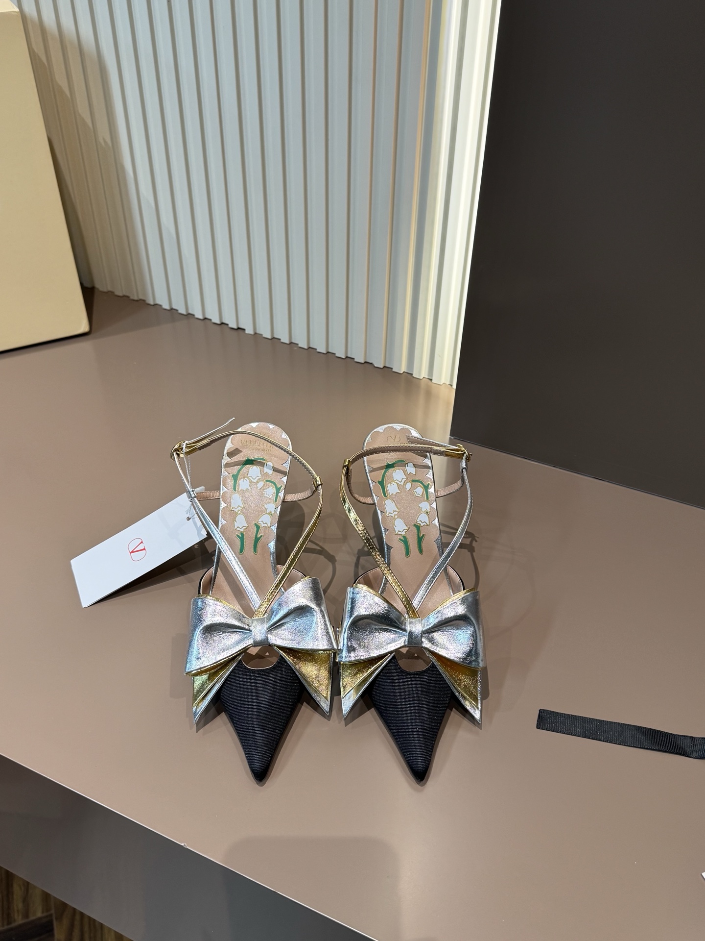 Valentino Pointed Toe Bow Metal Sandals