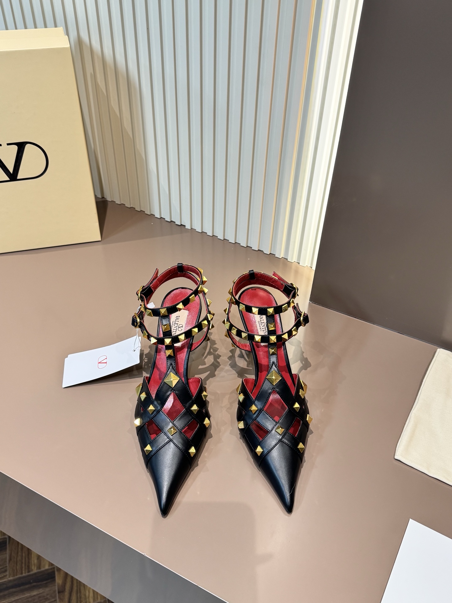 Valentino Sandals Black Studded Pointed Toe Stiletto High Heel