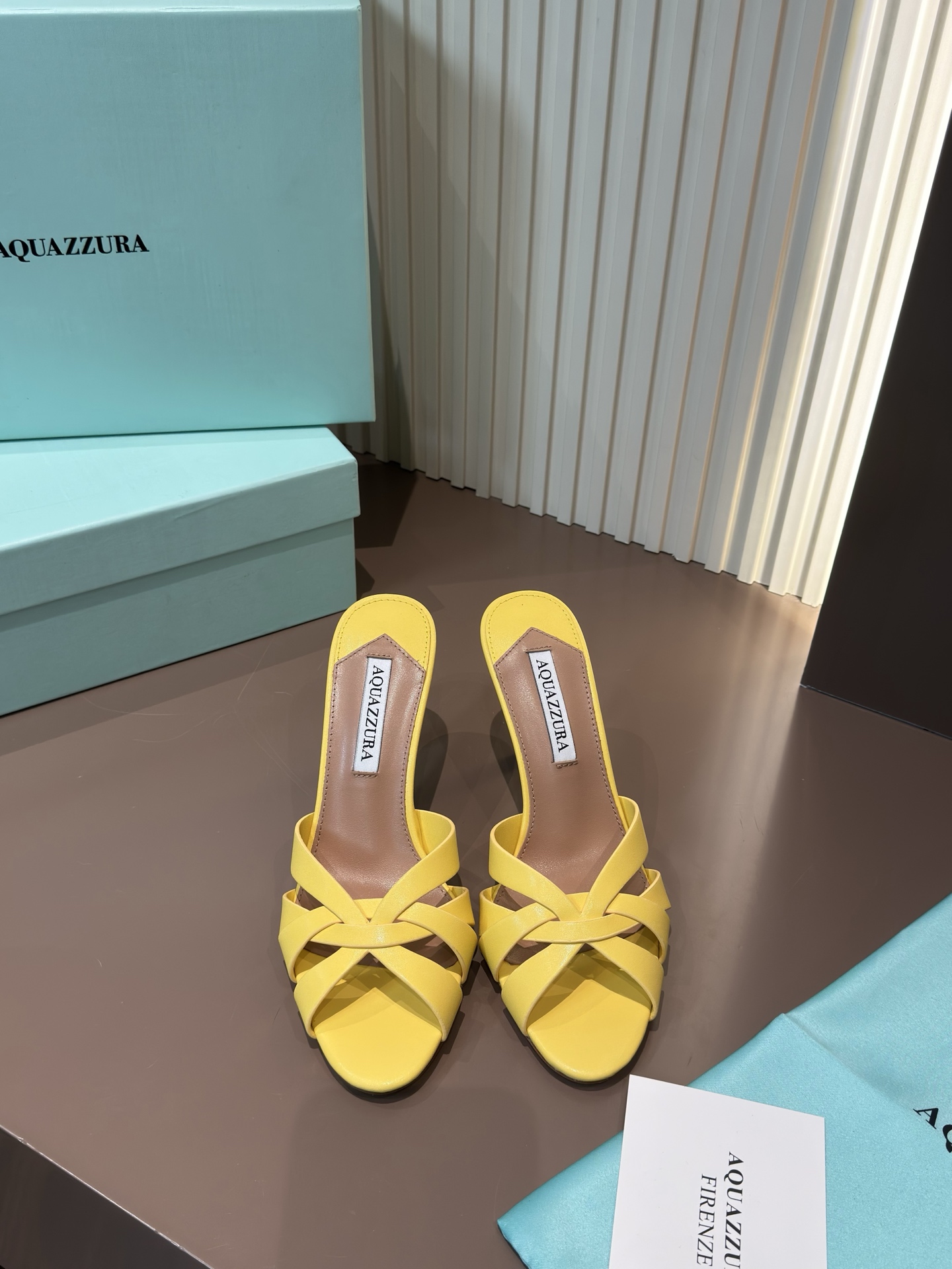 Aquazzura 編織 高跟 涼拖 羊皮