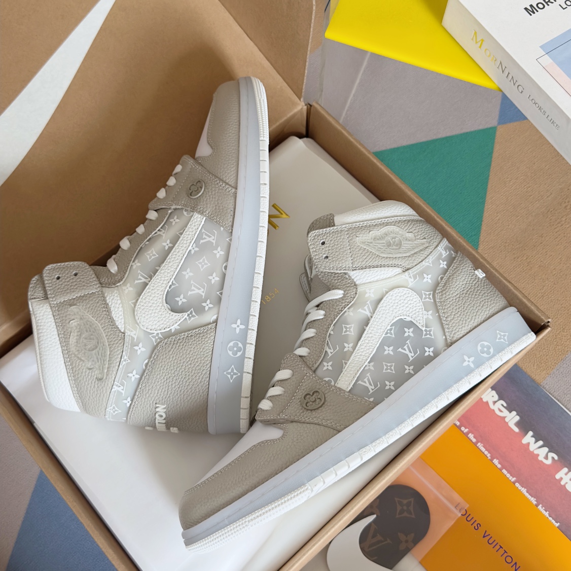 Limited Edition LV x Nike Air Jordan 1: Luxury Collaboration Sneakers in Zirconium - 图片 6