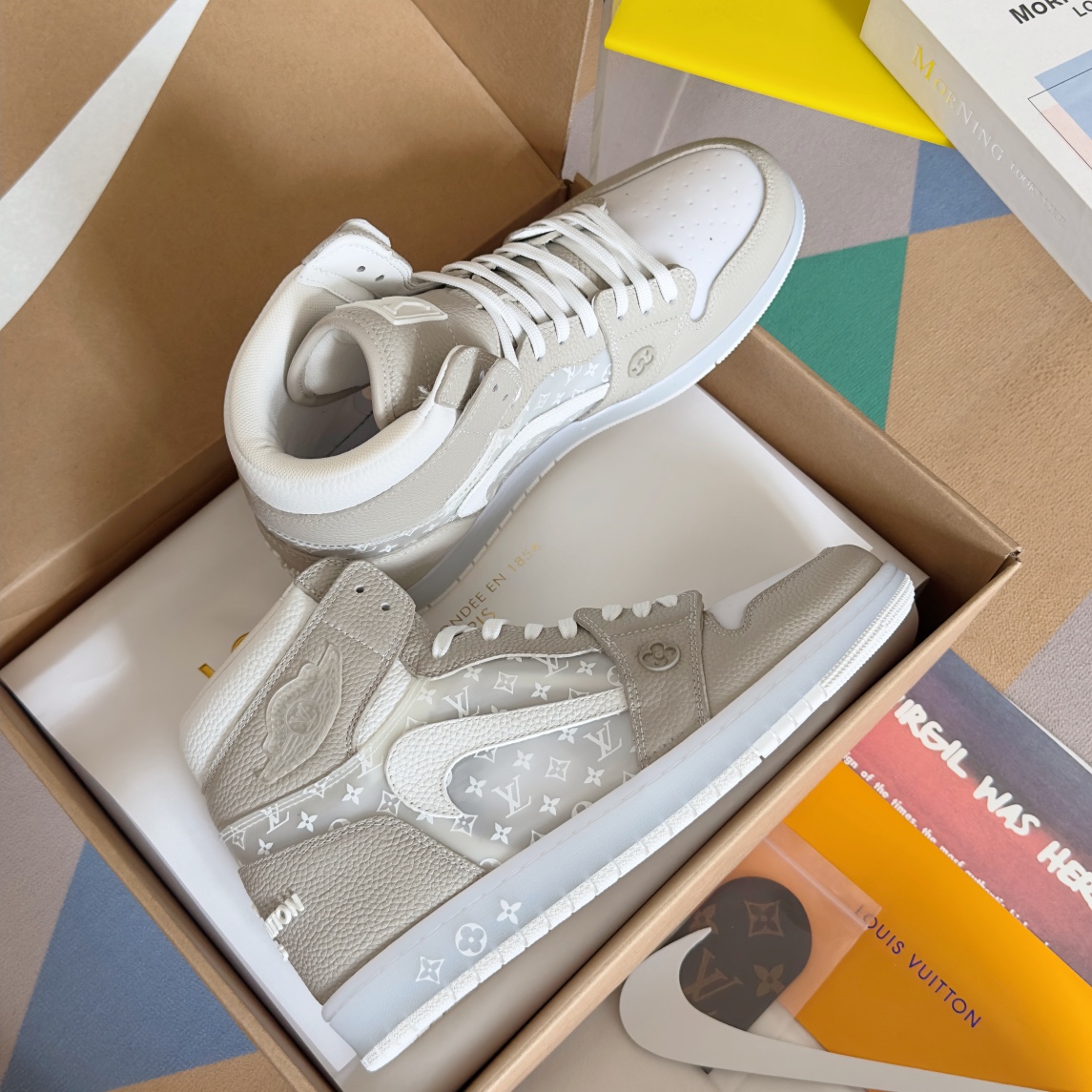 Limited Edition LV x Nike Air Jordan 1: Luxury Collaboration Sneakers in Zirconium - 图片 4