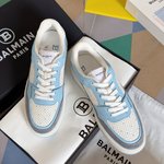 Balmain Shoes Sneakers Embroidery Men Cowhide Rubber Casual