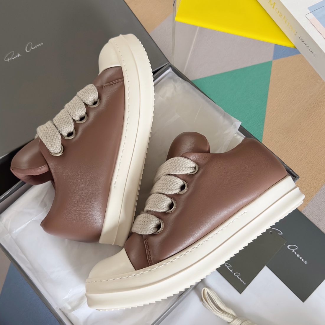RICK OWENS JUMBO LACE Sneakers: Luxurious, Stylish, Comfortable, Original Leather, Unique Design - 图片 6