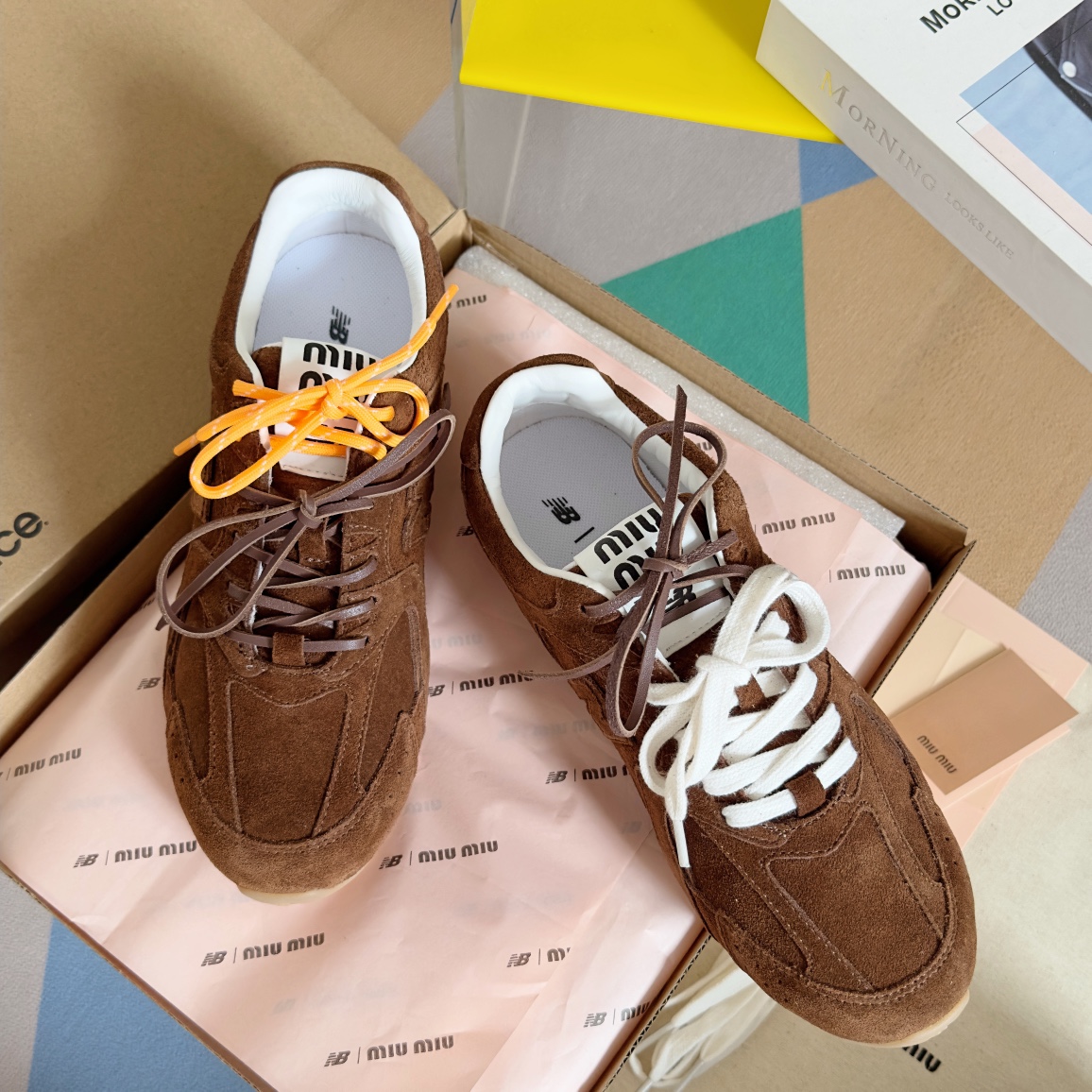 MiuMiu Shoes Sneakers Beige Brown Orange White Yellow Boy Unisex Women Men Cowhide PU TPU Casual