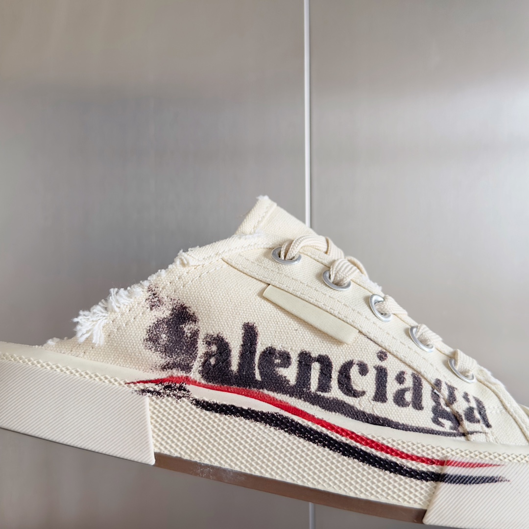 顶级版本BALENCIAGA巴黎世家Paris做旧涂鸦打印脏脏破旧帆布鞋情侣款复古休闲运动鞋原版购入开发