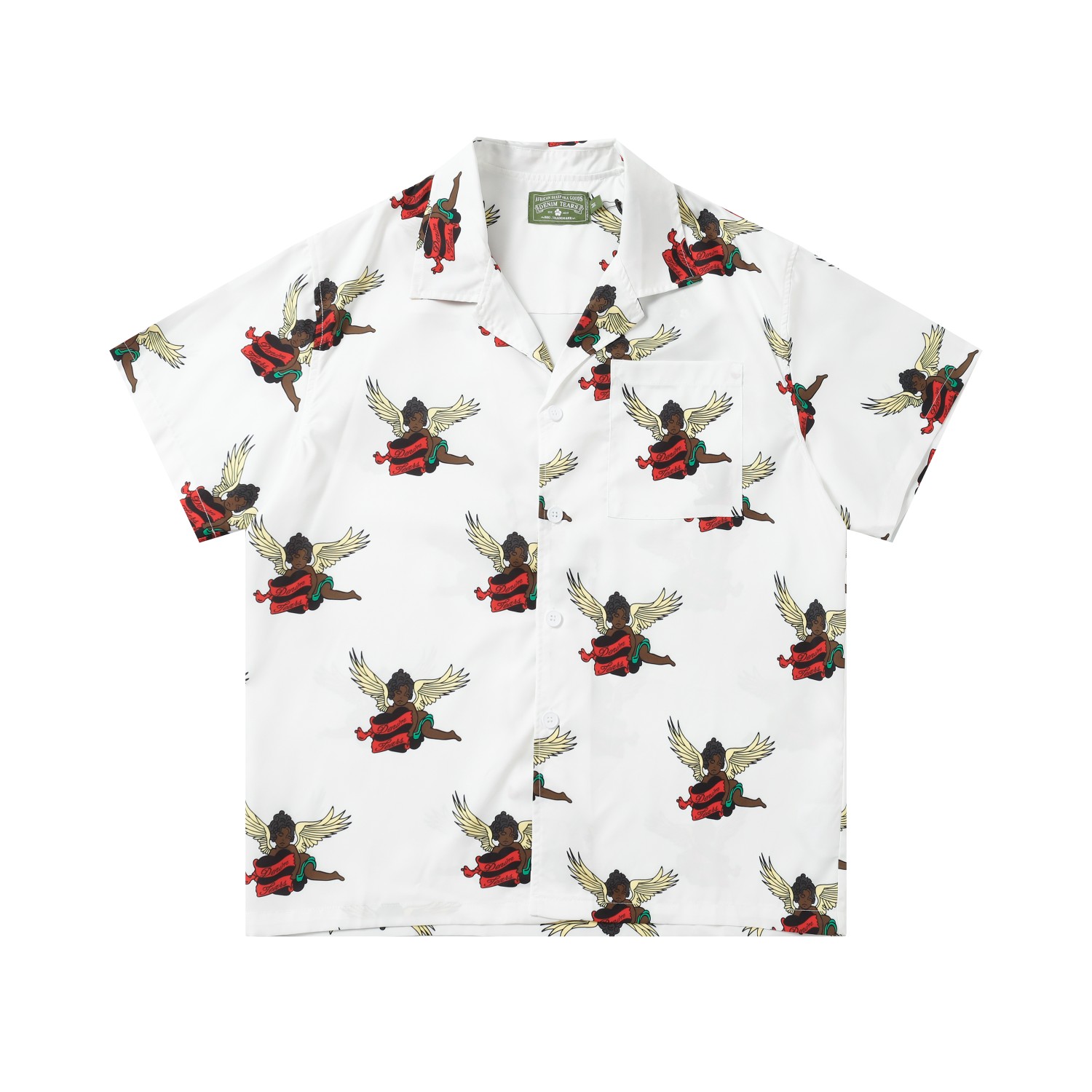 LE 382 # DENIM TEARS WOOD COTTON, U.S. HIGH-QUALITY SHIRT SUIT COLOR WHITE NUMBER S-XL