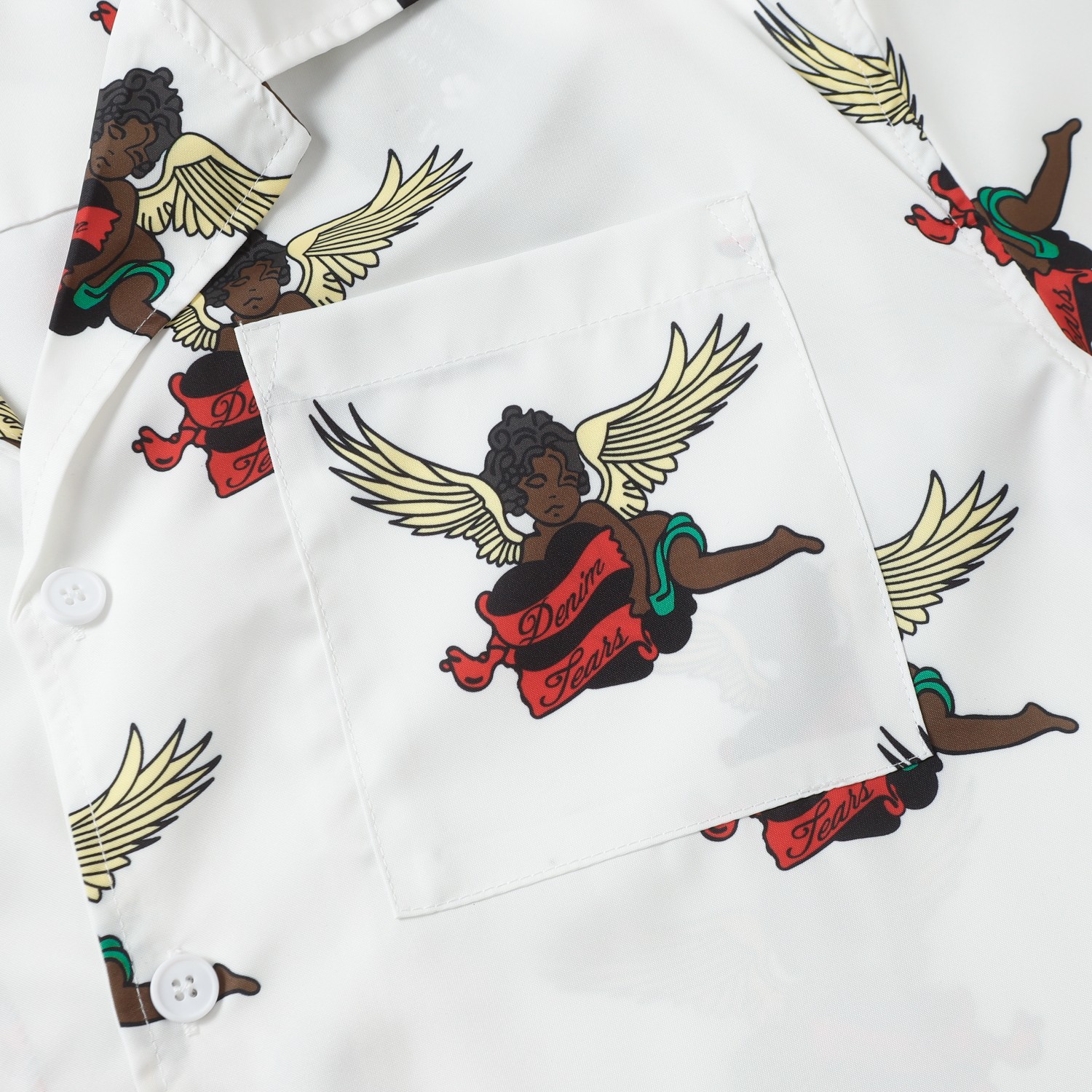 LE 382 # DENIM TEARS WOOD COTTON, U.S. HIGH-QUALITY SHIRT SUIT COLOR WHITE NUMBER S-XL - 图片 5