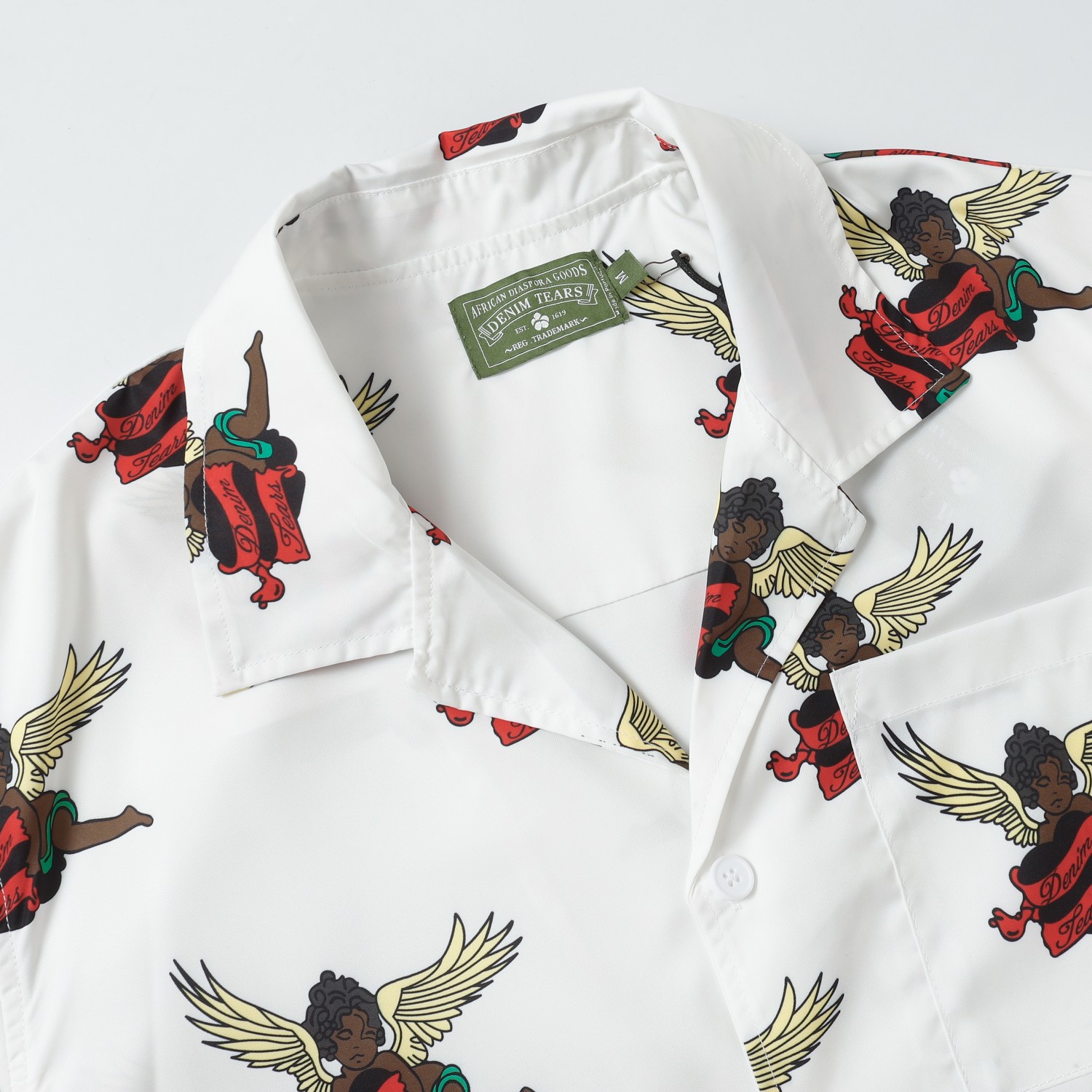 LE 382 # DENIM TEARS WOOD COTTON, U.S. HIGH-QUALITY SHIRT SUIT COLOR WHITE NUMBER S-XL - 图片 3