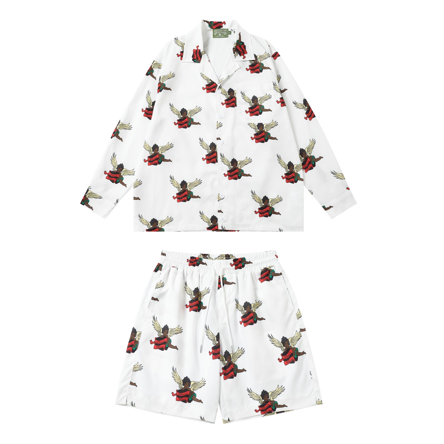 LE 382 # DENIM TEARS WOOD COTTON, U.S. HIGH-QUALITY SHIRT SUIT COLOR WHITE NUMBER S-XL - 图片 9