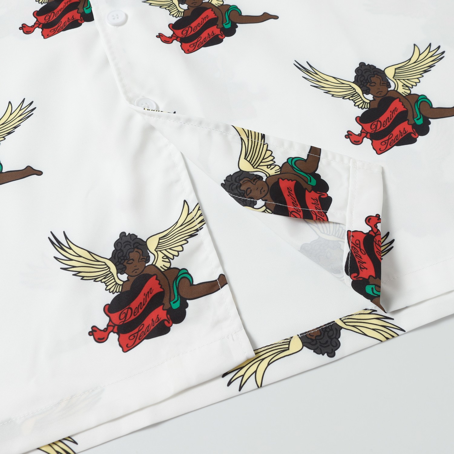 LE 382 # DENIM TEARS WOOD COTTON, U.S. HIGH-QUALITY SHIRT SUIT COLOR WHITE NUMBER S-XL - 图片 7