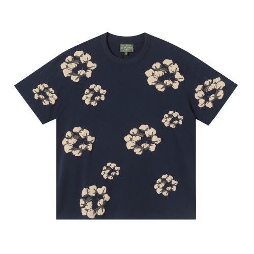Denim Tears Cotton Flower Print T-Shirt - High-Quality Short Sleeve Top 1 Denim Tears Cotton Flower Print T-Shirt - High-Quality Short Sleeve Top