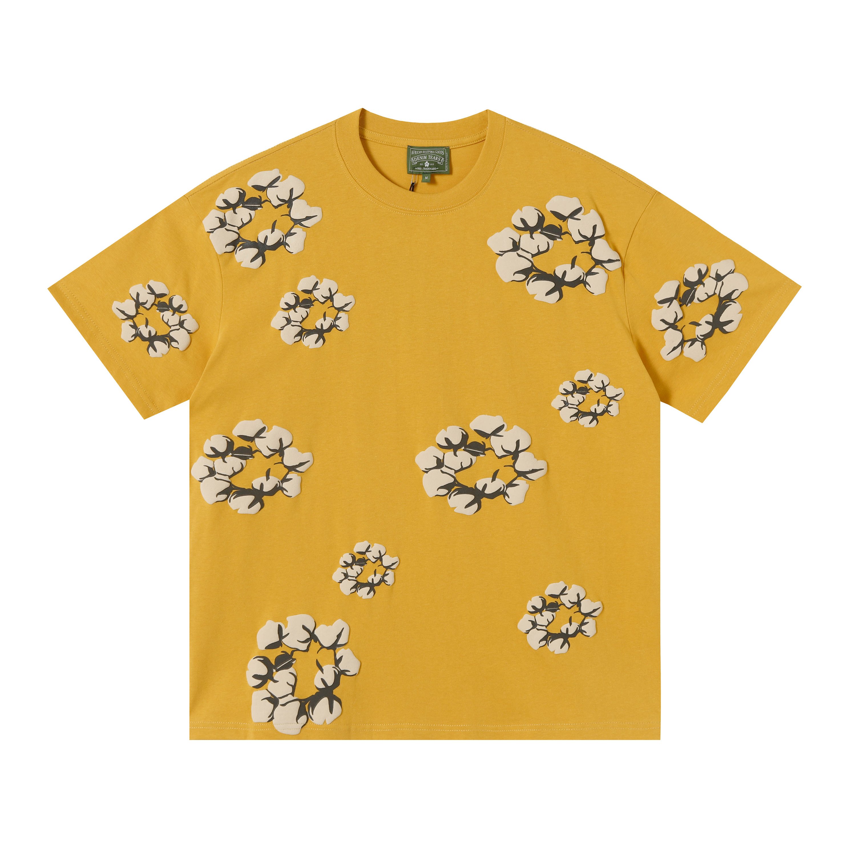 High-Quality Velvet Embellished Denim Tears Wood Cotton T-Shirt in 8 Colors