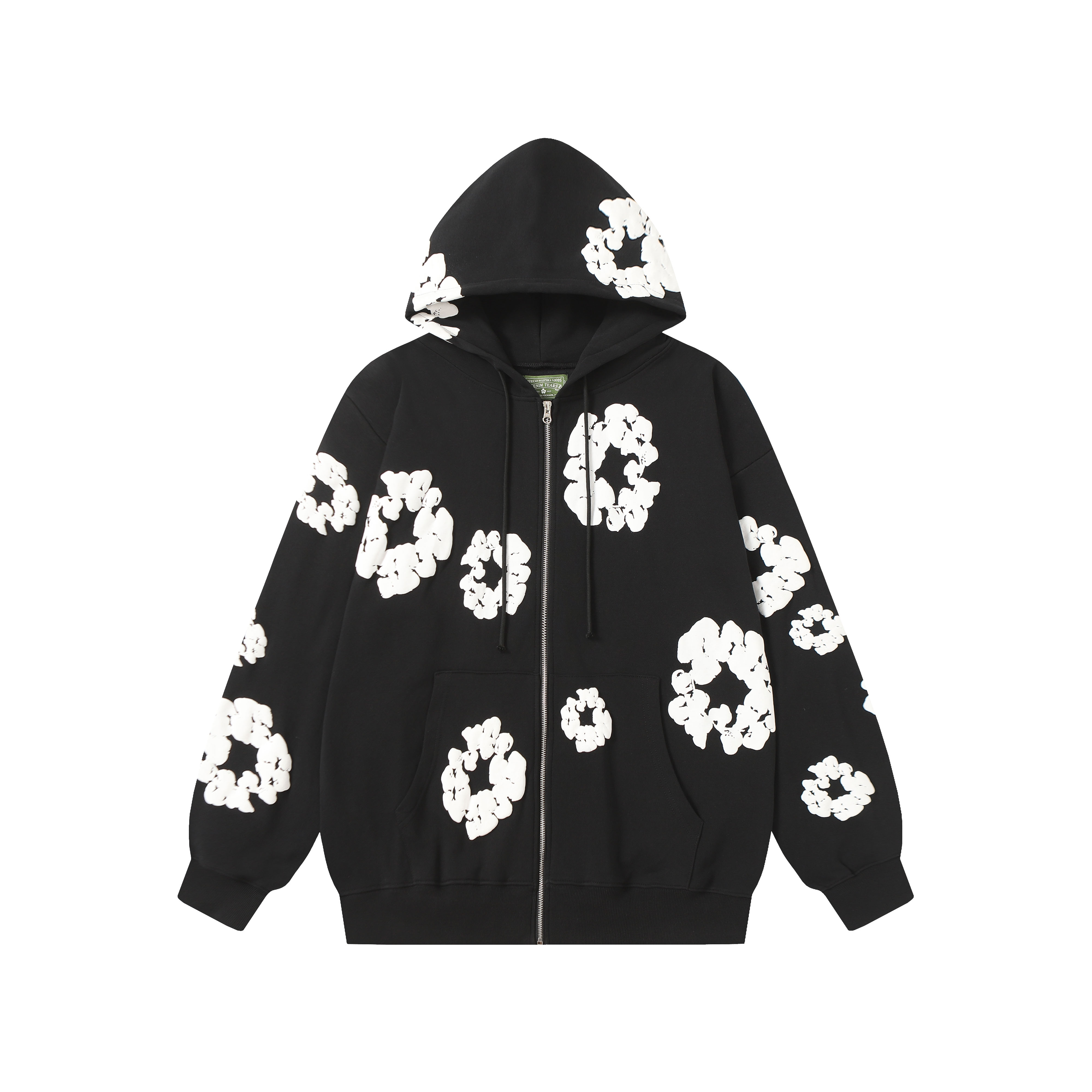 Denim Tears Cotton Wreath Zip-Up Hoodie Sweatshirt - Black, Size S-XL 2 a1755501328432 4083