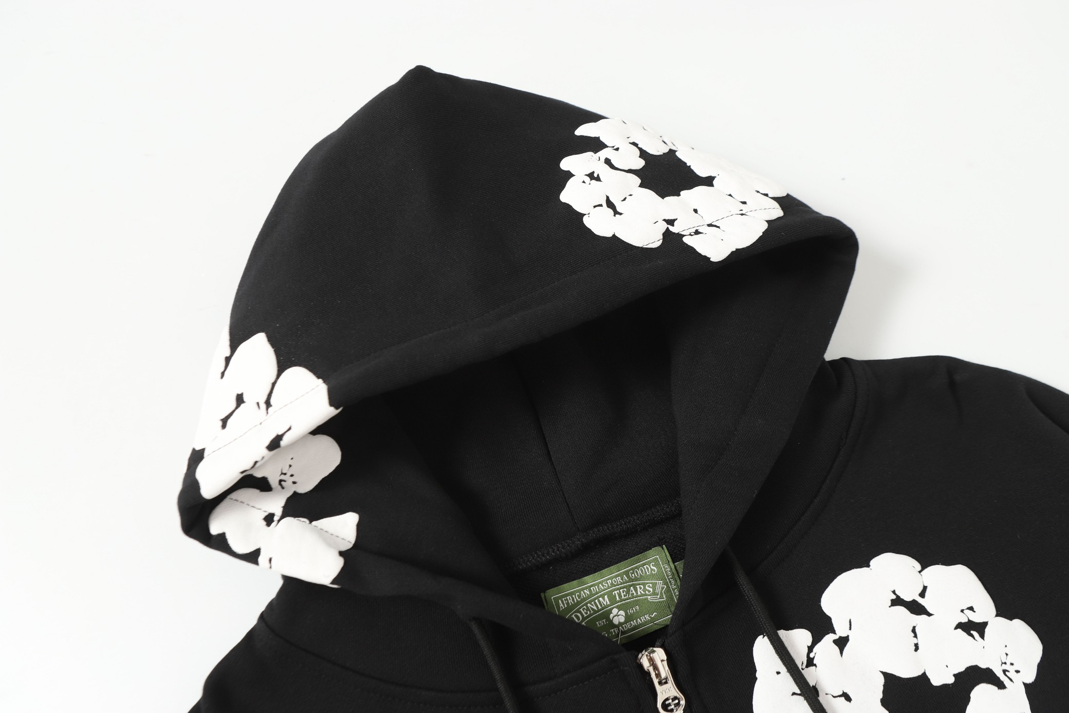 Denim Tears Cotton Wreath Zip-Up Hoodie Sweatshirt - Black, Size S-XL 4 a1755501328996 0371