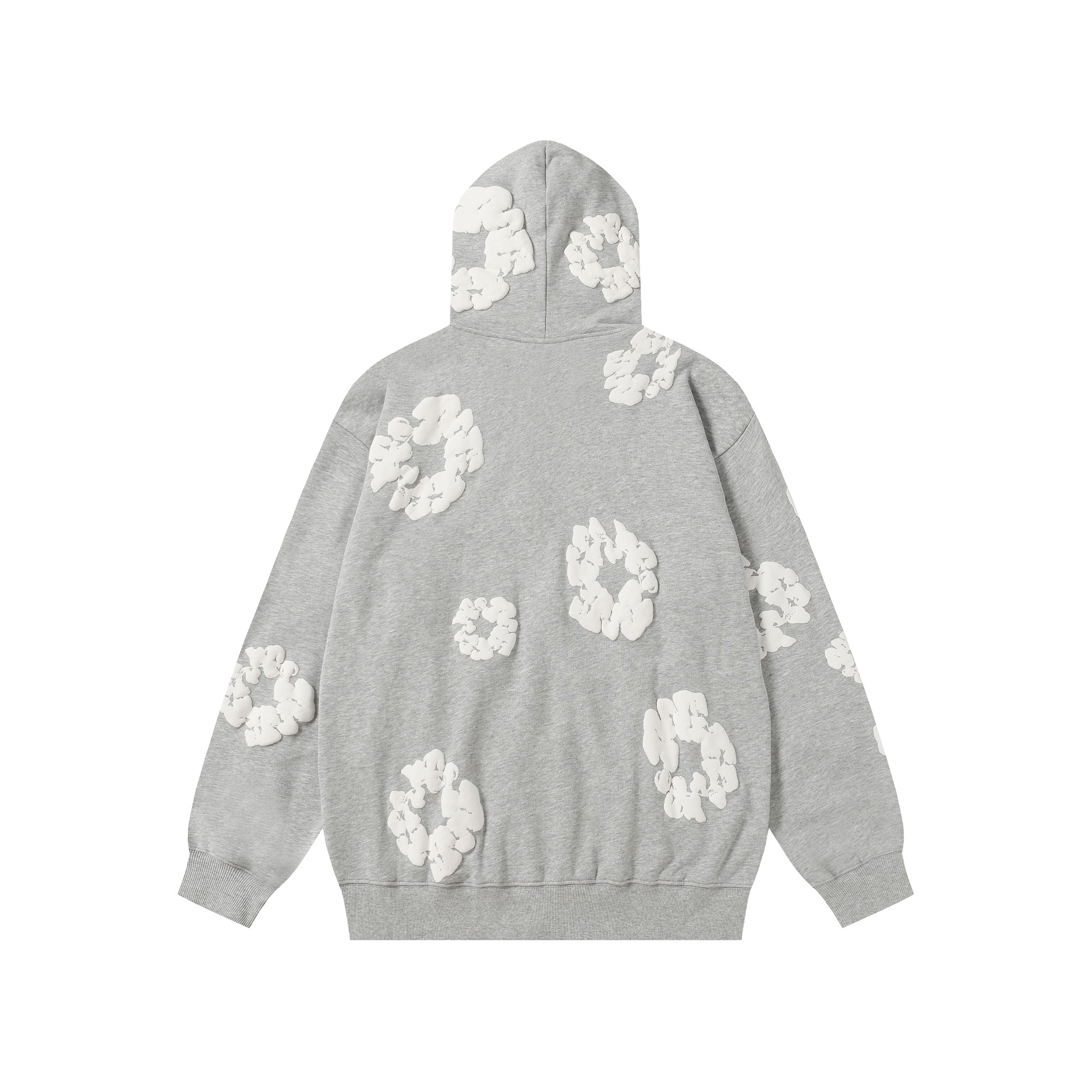 Denim Tears Cotton Flower Print Zip-Up Hoodie Sweatshirt - Unisex, Gray 3 a1755501411739 7380