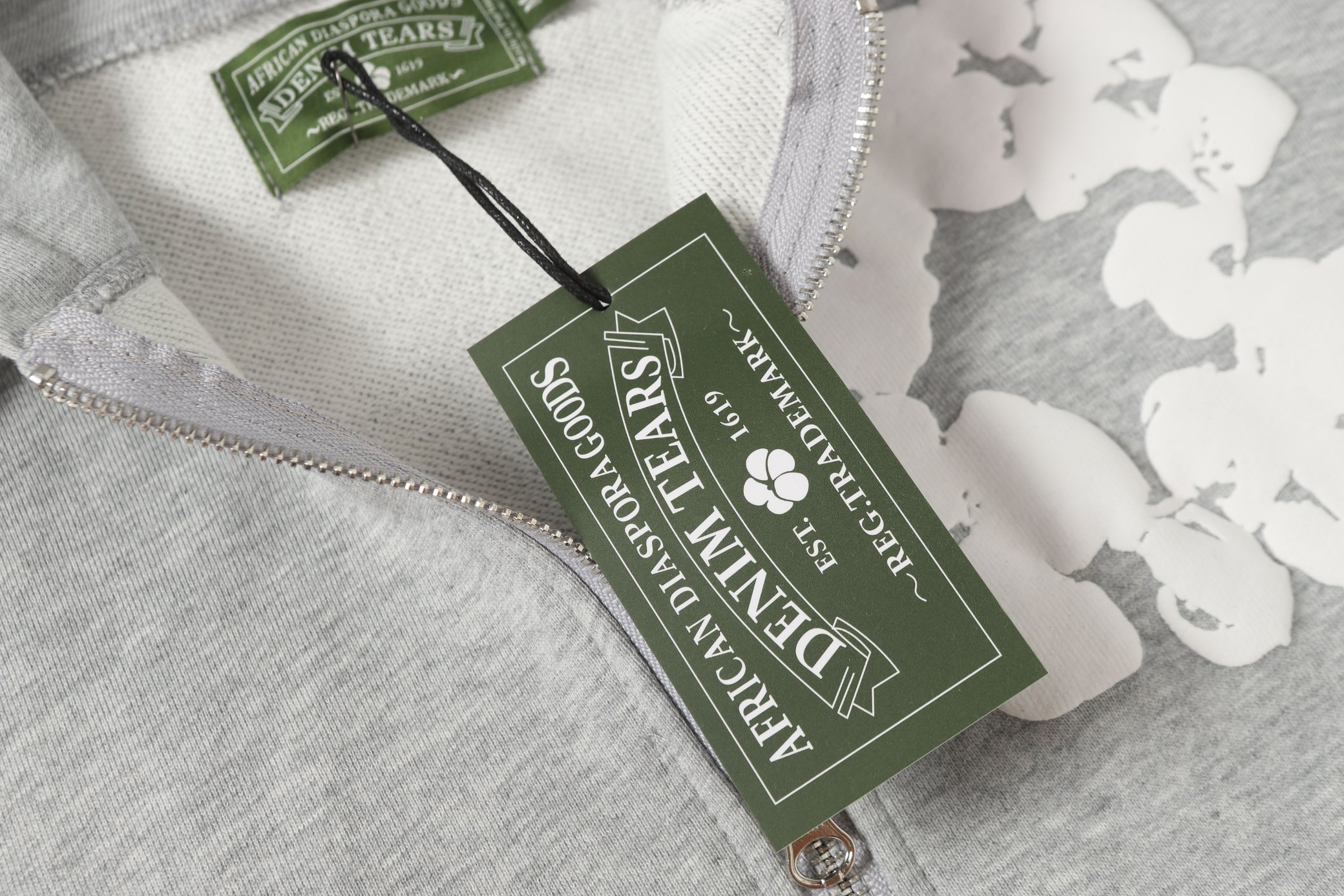 Denim Tears Cotton Flower Print Zip-Up Hoodie Sweatshirt - Unisex, Gray 5 a1755501411930 6700