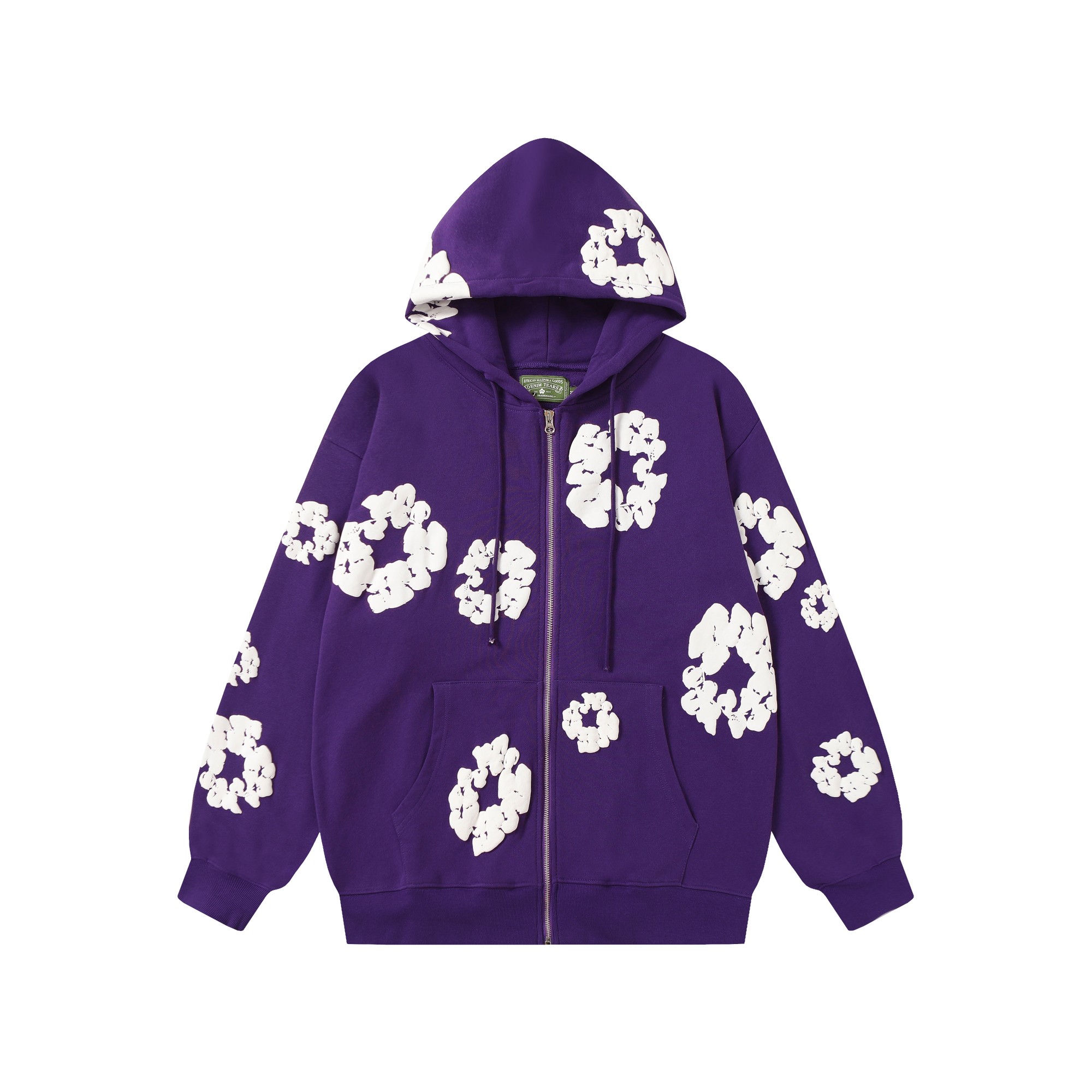 Denim Tears Purple Cotton Flower Print Zip-Up Hoodie Sweatshirt 2 a1755501549455 5670
