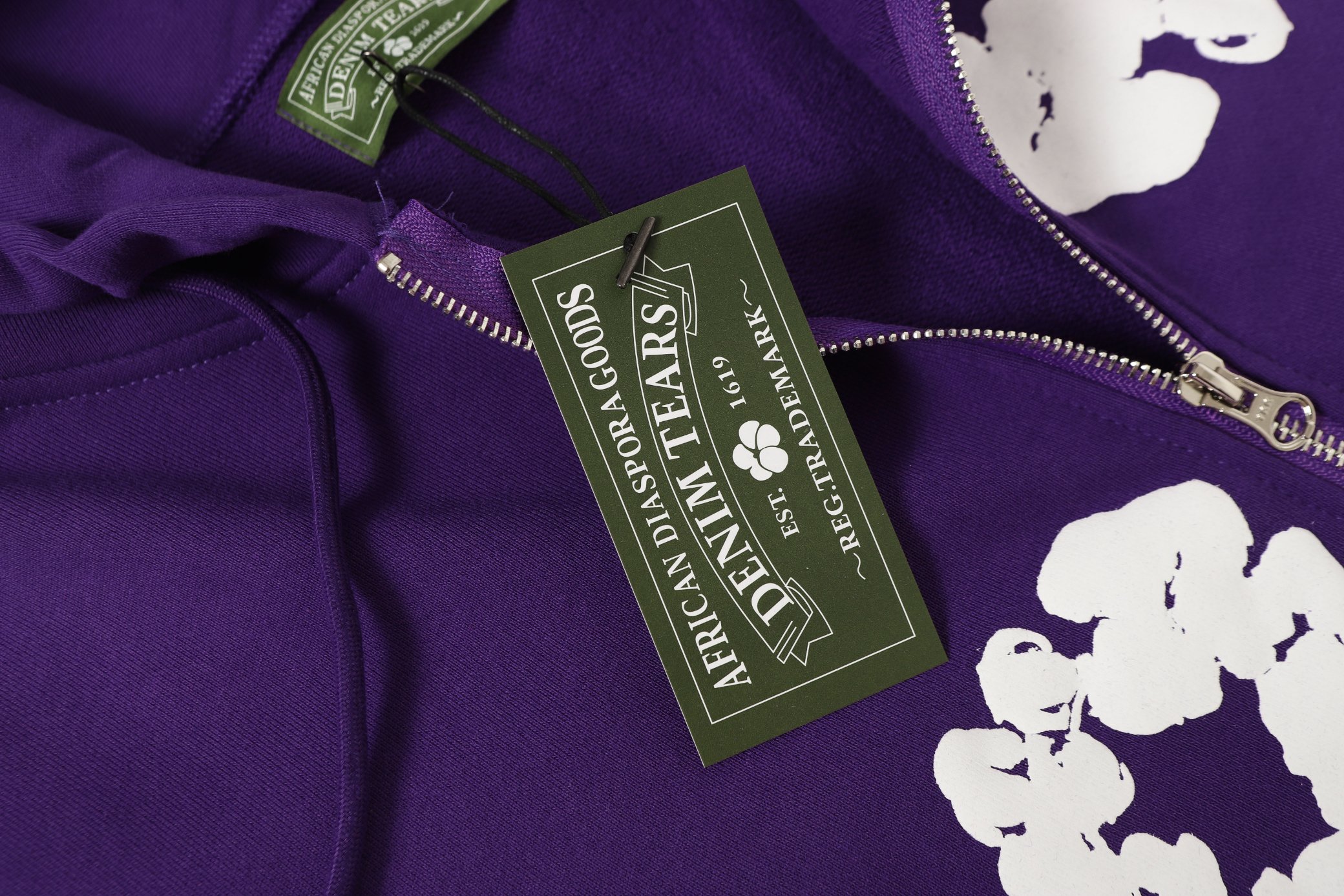 Denim Tears Purple Cotton Flower Print Zip-Up Hoodie Sweatshirt 6 a1755501549727 0343