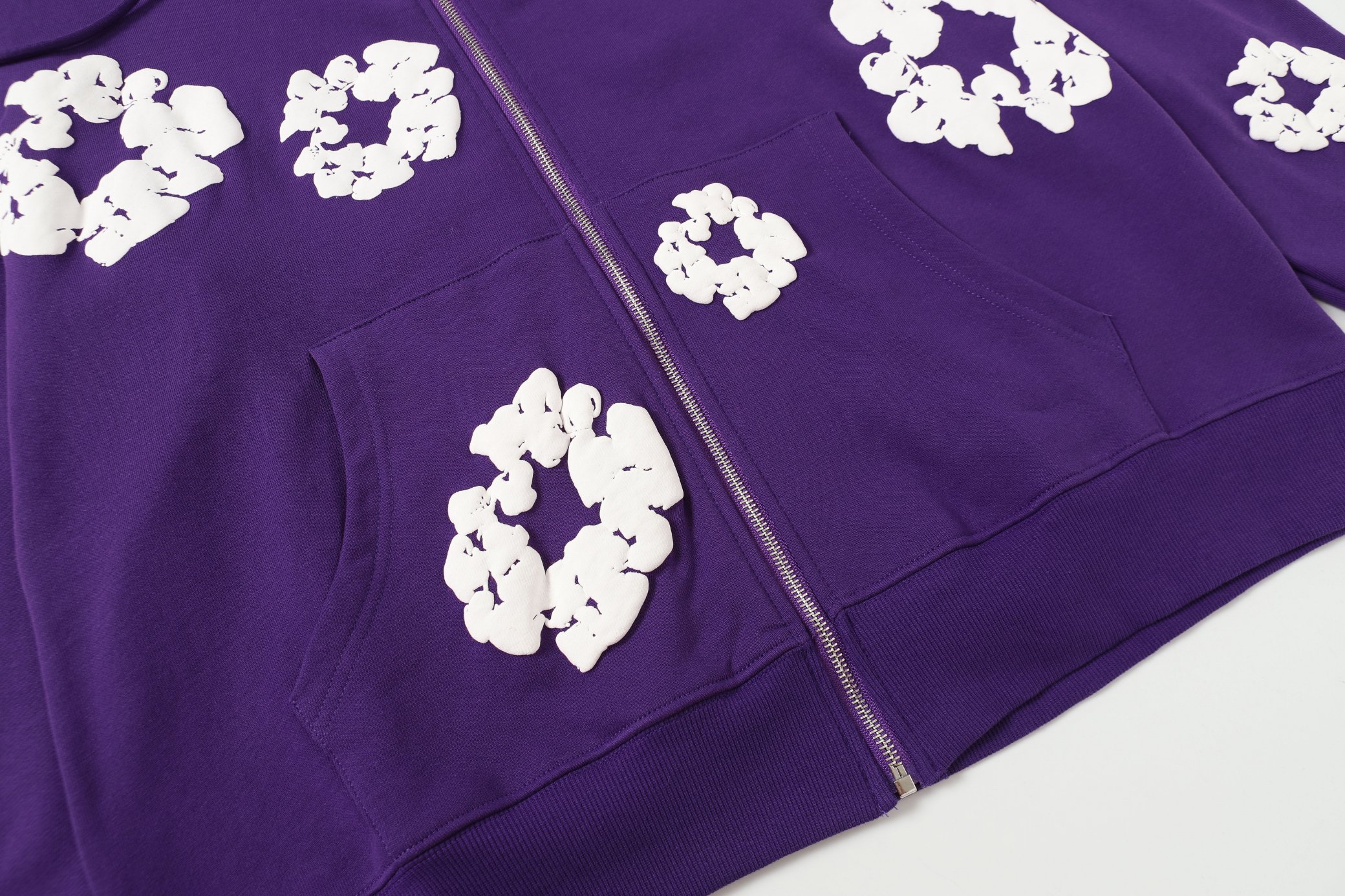 Denim Tears Purple Cotton Flower Print Zip-Up Hoodie Sweatshirt 9 a1755501551265 0888