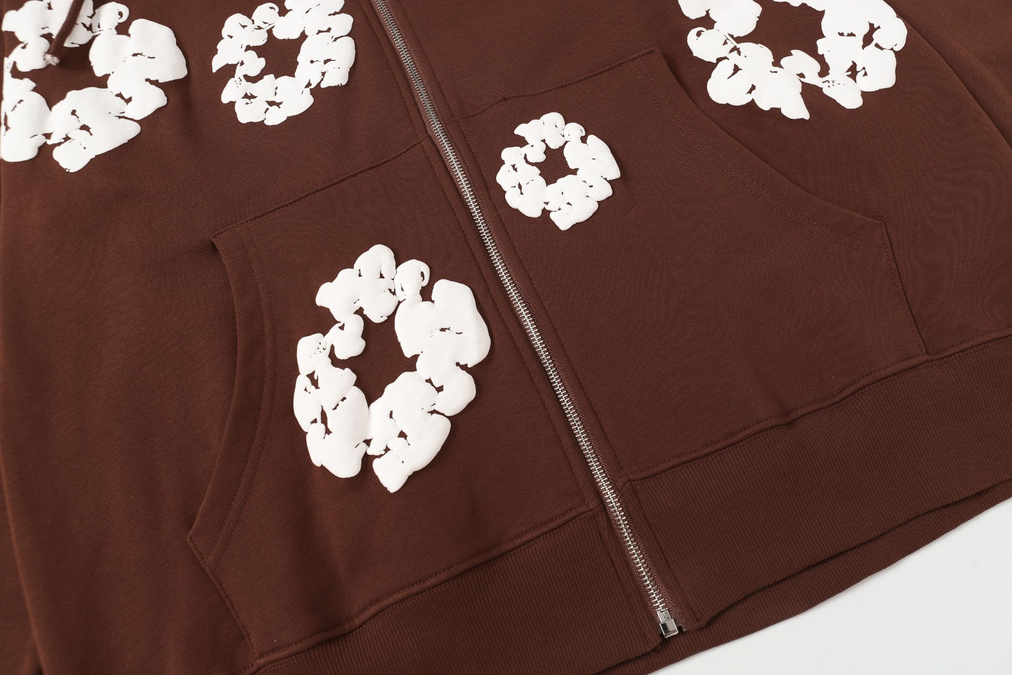 Denim Tears Cotton Flower Print Zip-Up Hoodie Sweatshirt - Brown 6 a1755501636629 6213