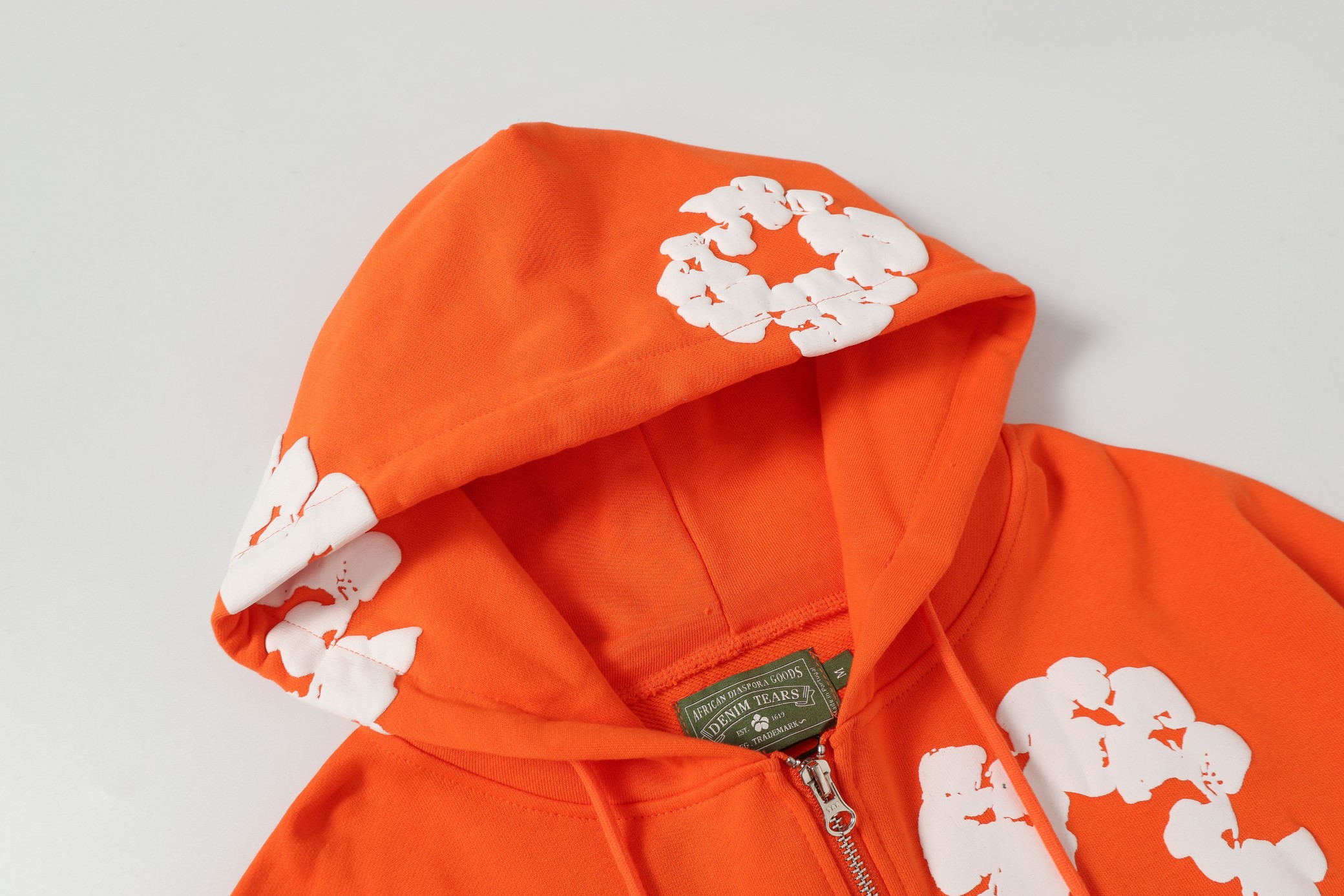 DENIM TEARS Cotton Flower Print Zip-Up Hoodie - Orange 4 a1755501729688 1523
