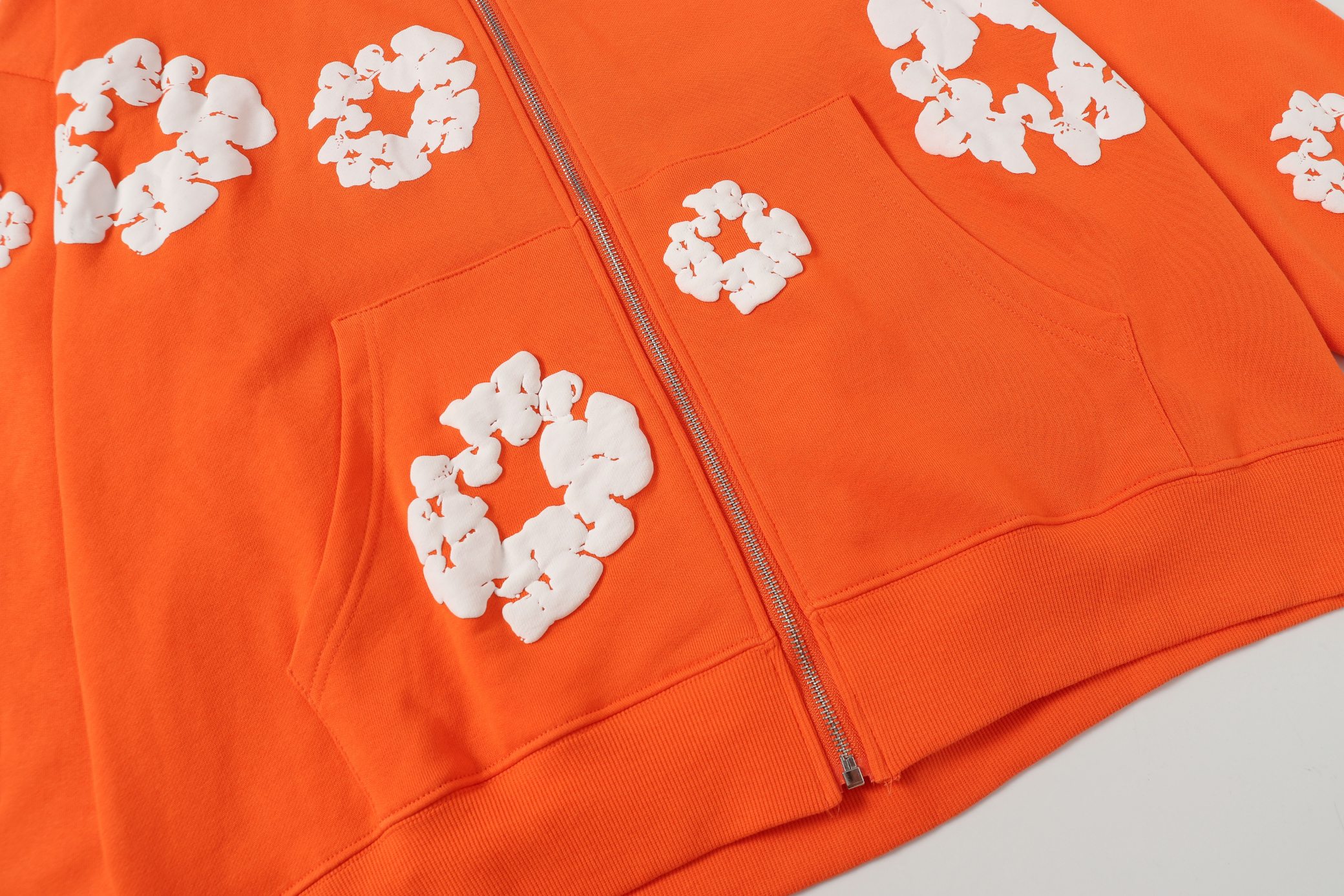 DENIM TEARS Cotton Flower Print Zip-Up Hoodie - Orange 8 a1755501731283 2350