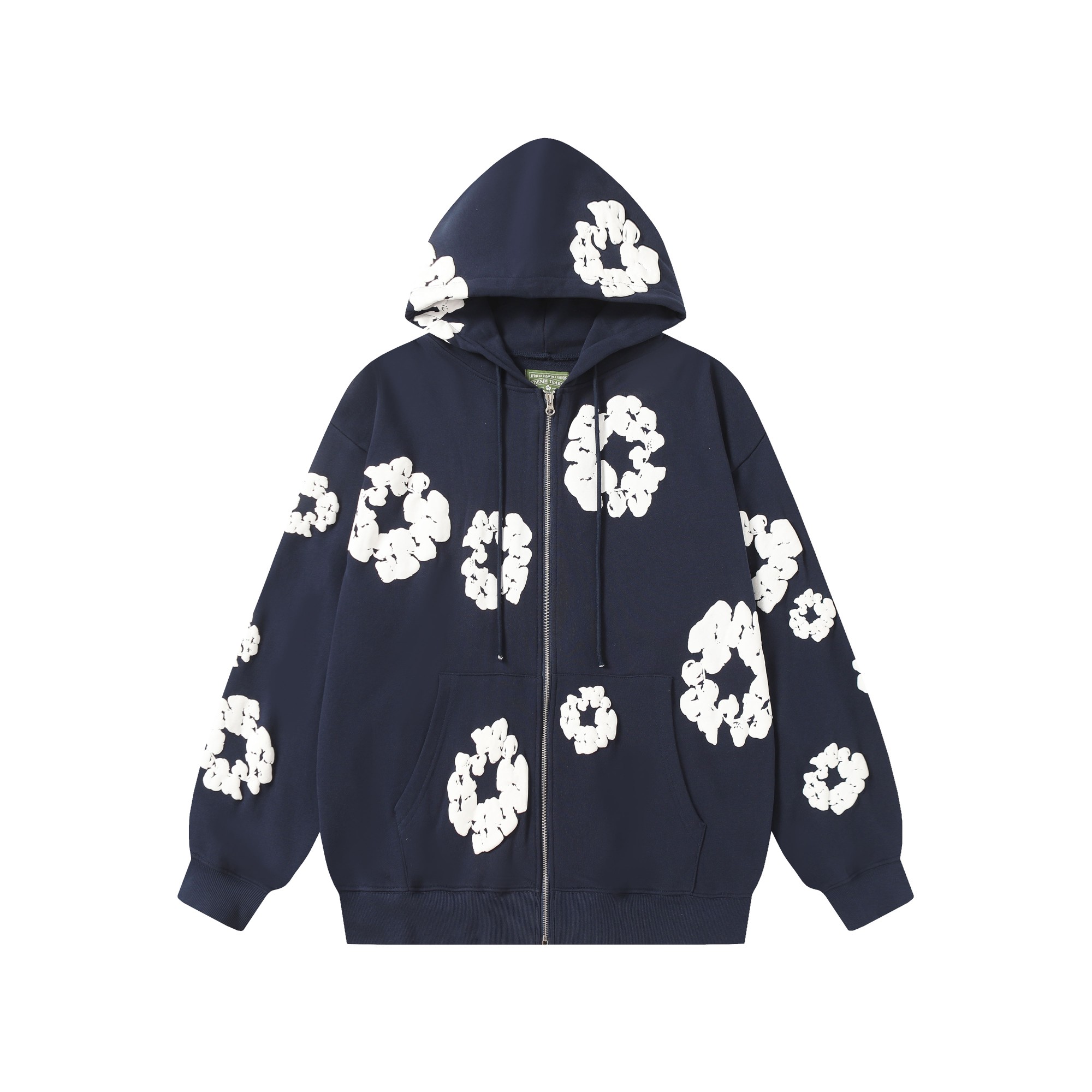 Denim Tears Cotton Flower Print Zip-Up Hoodie Sweatshirt - Unisex Style 1 a1755501867708 3114