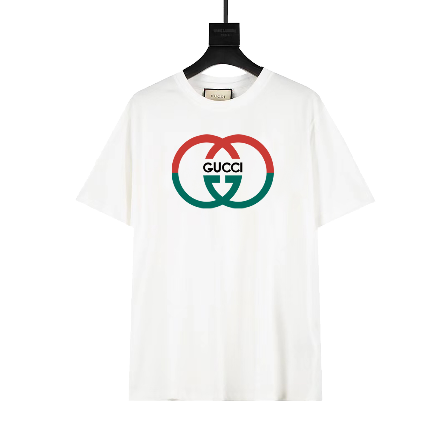 Gucci double G color-blocked logo print. Refined logo upgrade, inspired by 80s retro prints. Artfully embellished with …