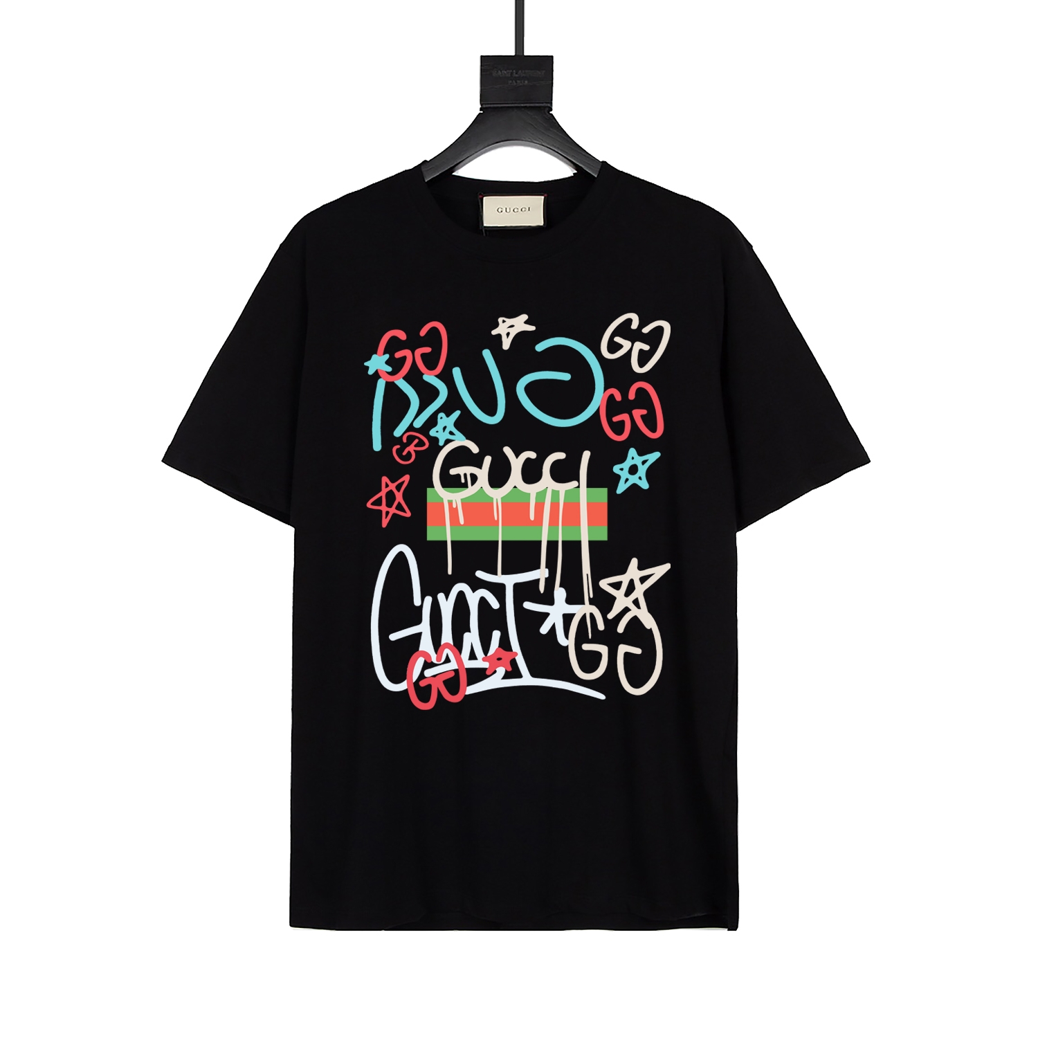 Gucci 24SS Camiseta de manga corta con cuello redondo y estampado nuevo de diseñador maestro, tendencia de moda, última…