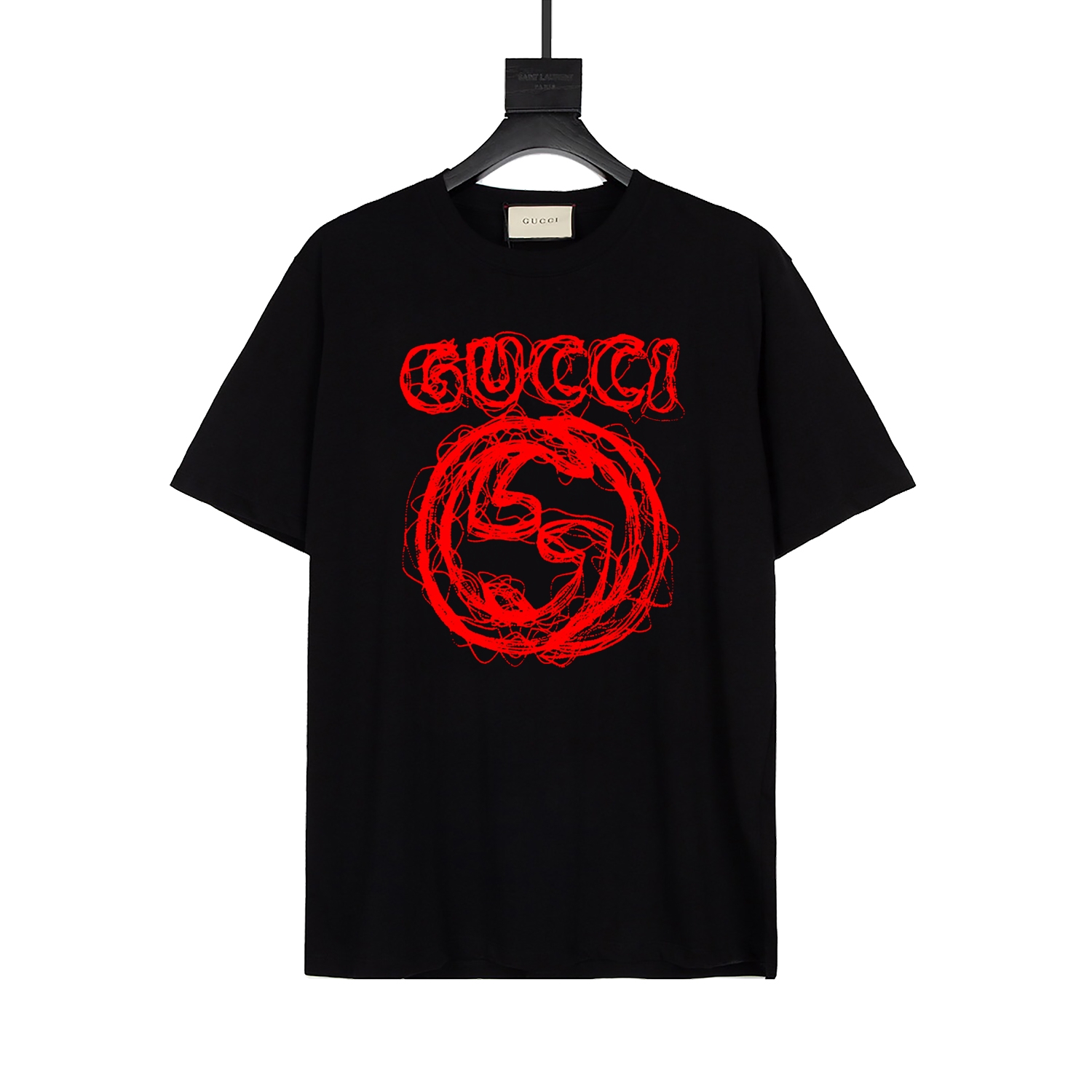 gucci Gucci camiseta de manga corta de nueva colección de principios de primavera, con patrón de graffiti pintado a man…