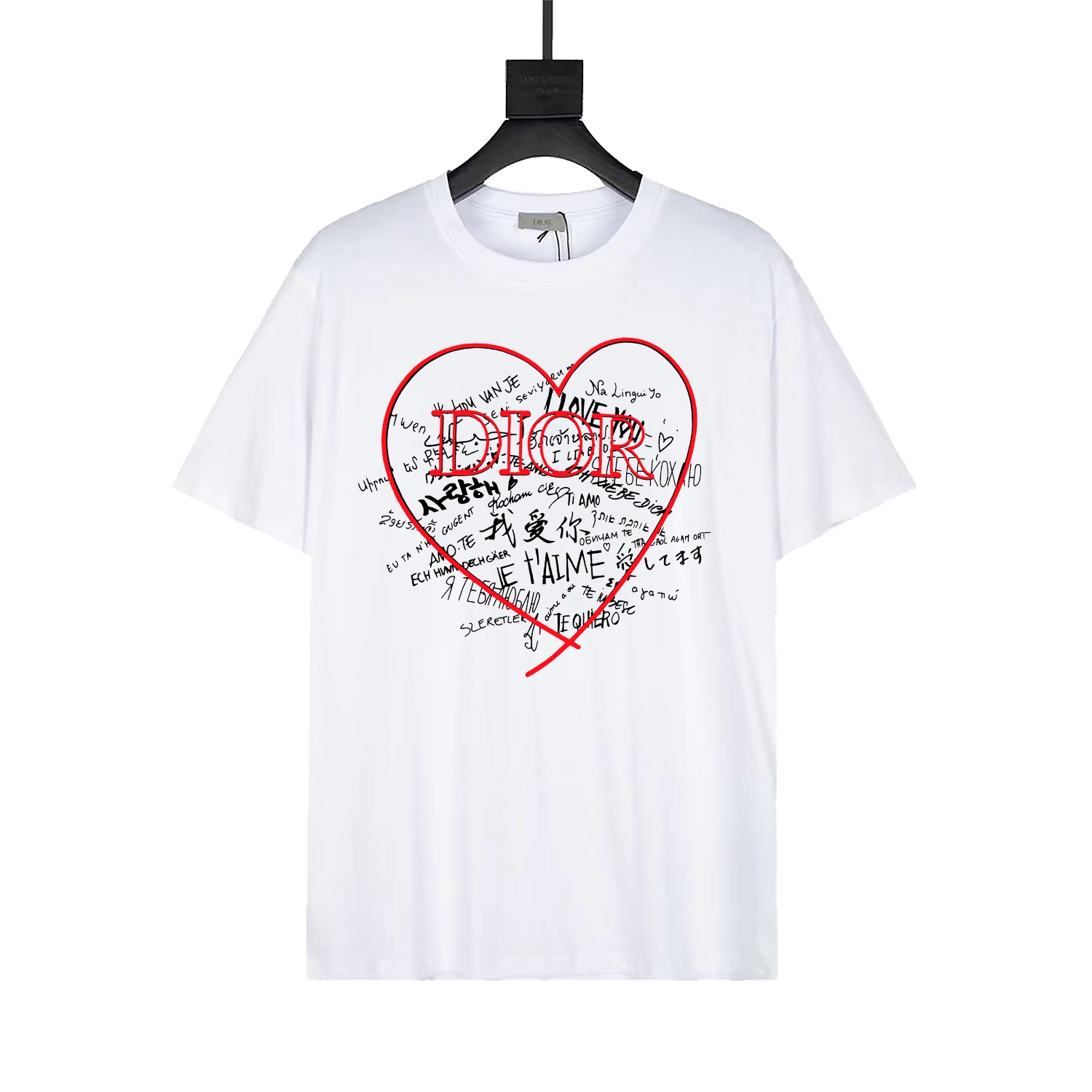 DIOR Dior 24ss counter Camiseta de manga corta con cuello redondo del mismo estilo, algodón personalizado, tela de dobl…