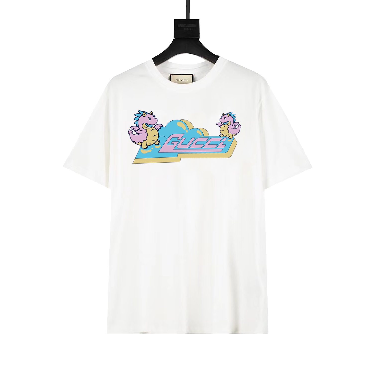 GUCCI serie Año del Dragón - Camiseta de cuello redondo de manga corta con dragón burbuja. Nueva camiseta de manga cort…