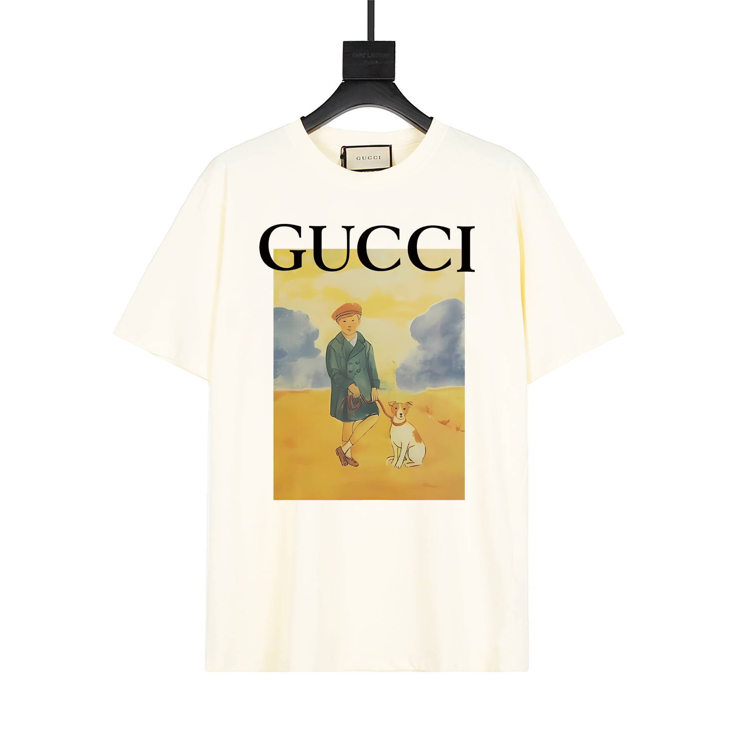 Gucci 20SS primavera-verano nueva camiseta con estampado de paisaje de cómic 'Chico al atardecer', sincronizado con la …