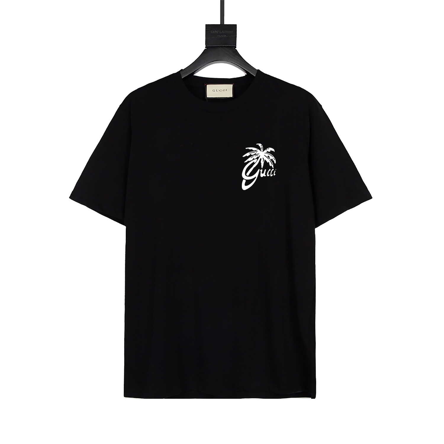 gucci古驰 camiseta de manga corta con palmeras, imprescindible para el verano, tela personalizada de algodón puro 280g, c…