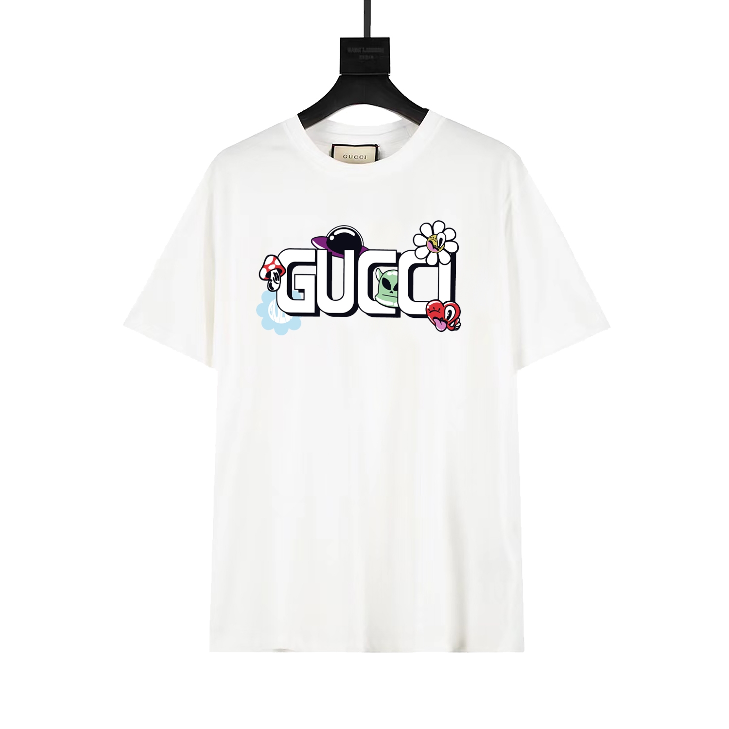 Gucci 20SS colección pre-primavera, logotipo en inglés con iconos de dibujos animados divertidos de la casa G, algodón …