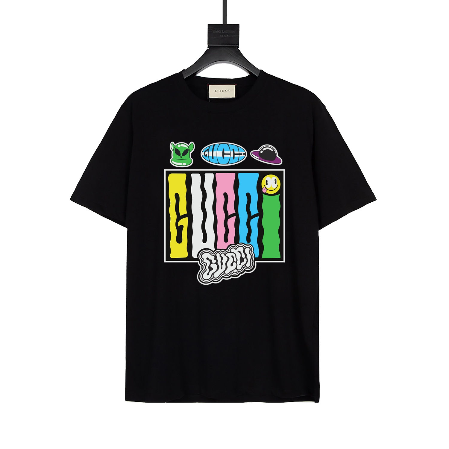 Gucci 2024 nueva camiseta con patrón de platillo volante alienígena, colaboración con el artista e ilustrador británico…